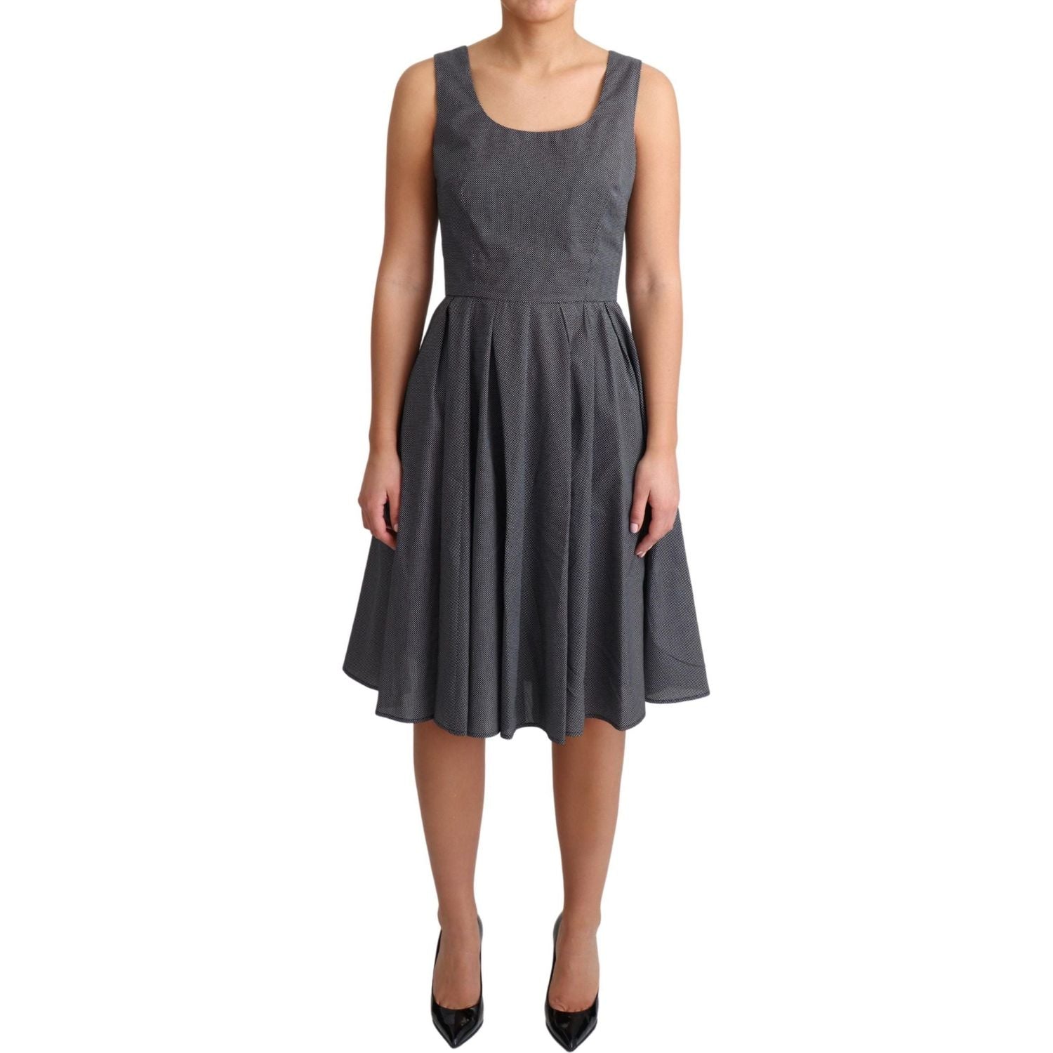 Dolce & Gabbana Black Polka Dotted Cotton A-Line Dress