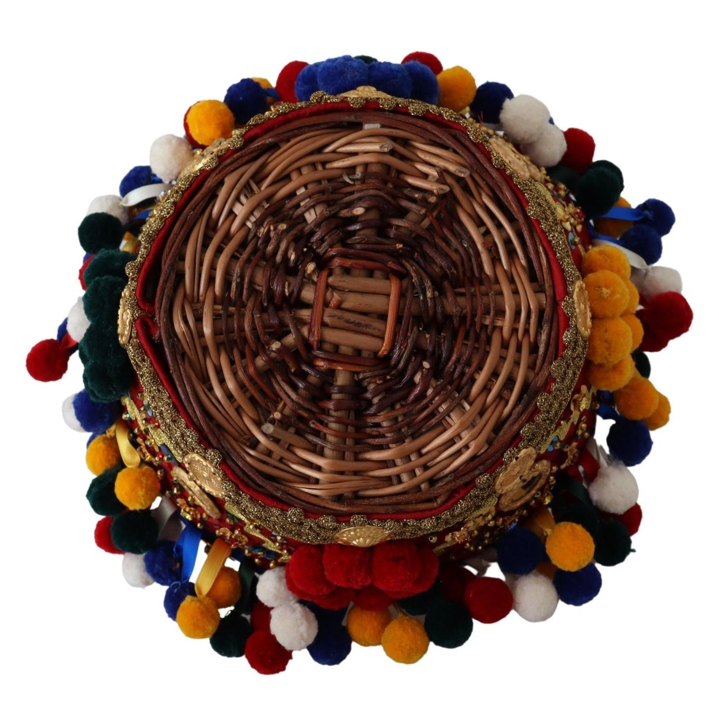 Dolce & Gabbana Multicolor Cotton Embellished Agnese Basket Tote Bag