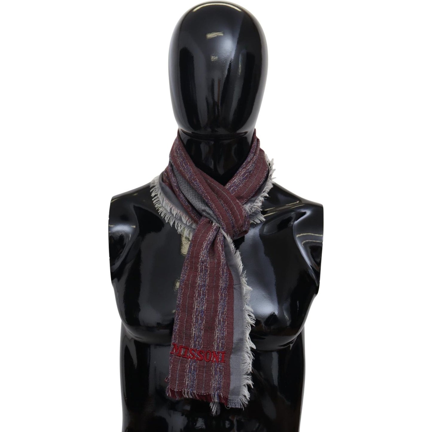 Missoni Elegant Wool Striped Logo Scarf Missoni