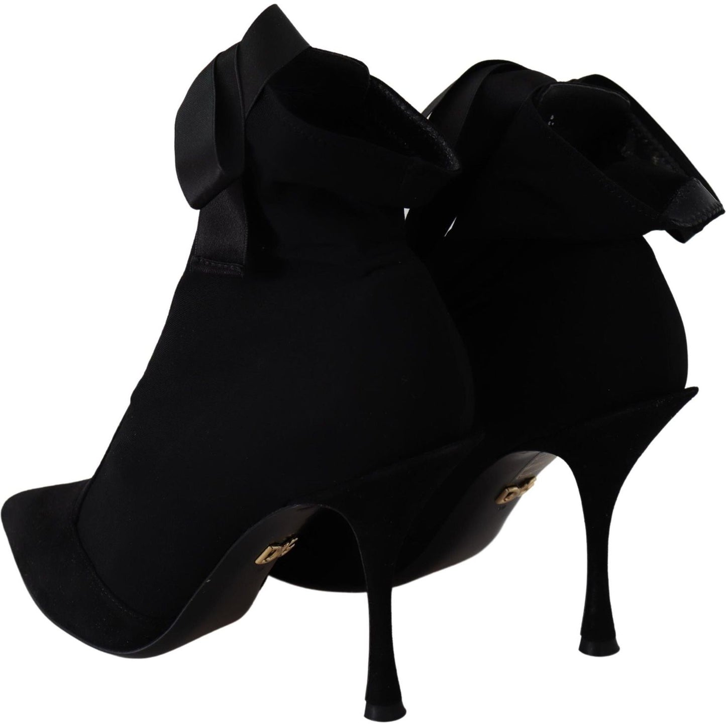 Dolce & Gabbana Elegant Black Ankle Heel Boots with Leather Sole Dolce & Gabbana