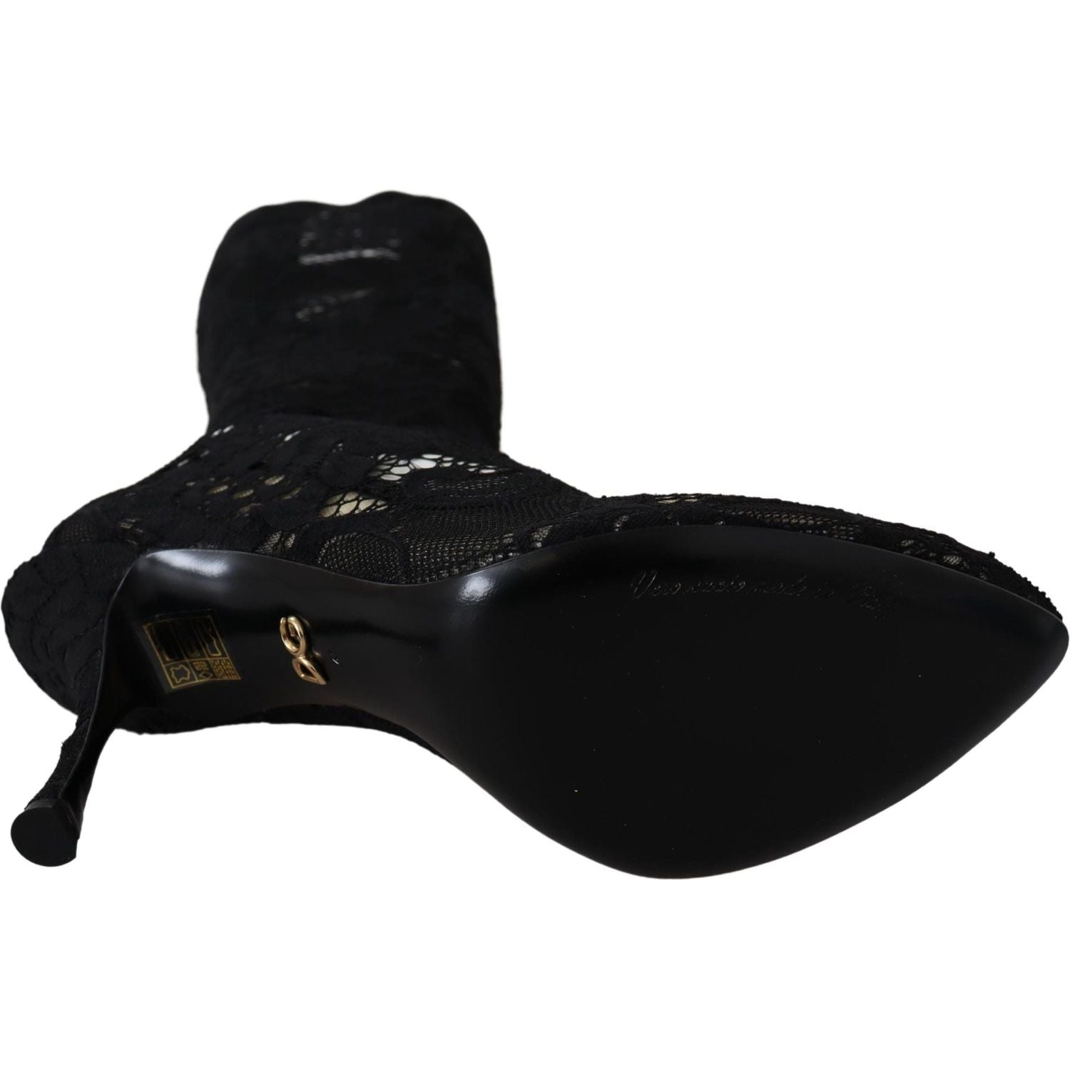Dolce & Gabbana Black Taormina Lace Socks Boots Shoes Pumps