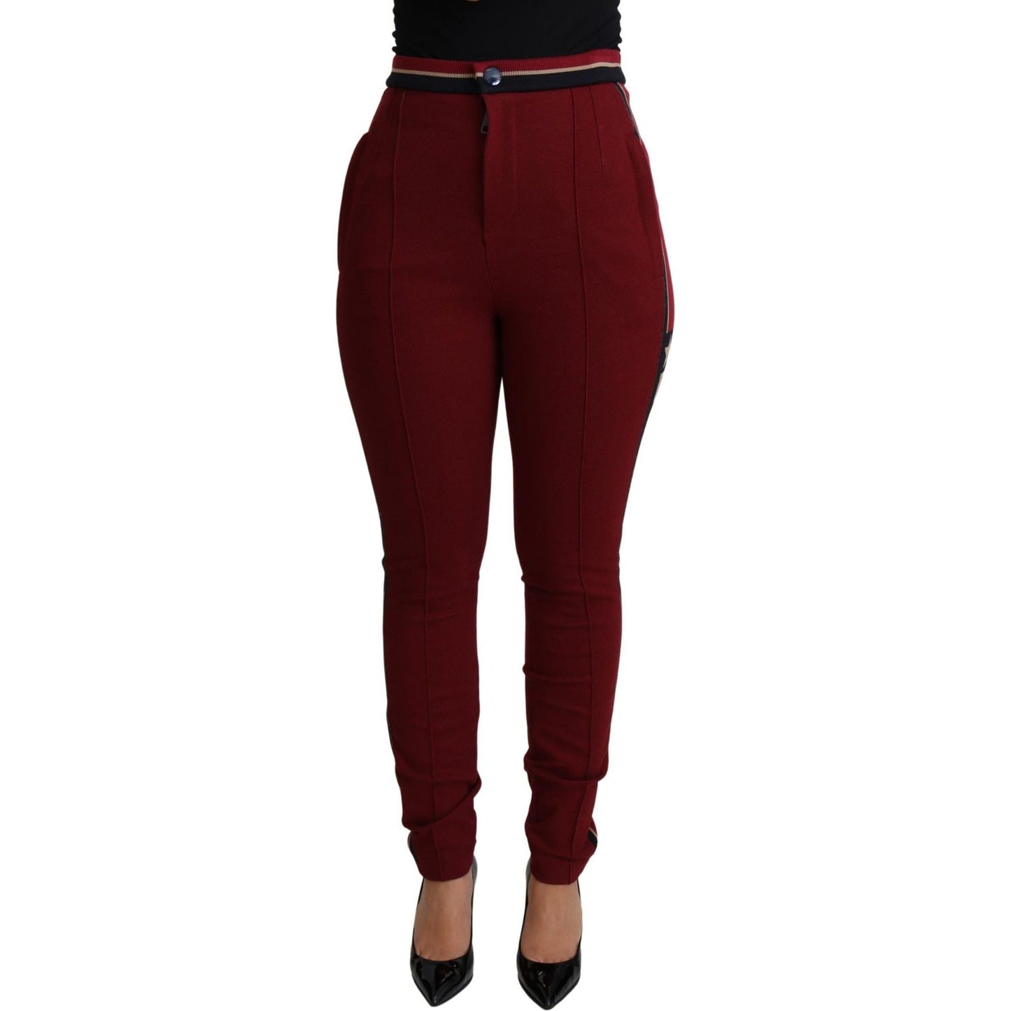 Dolce & Gabbana Red DG Star Striped Skinny Cotton Pant
