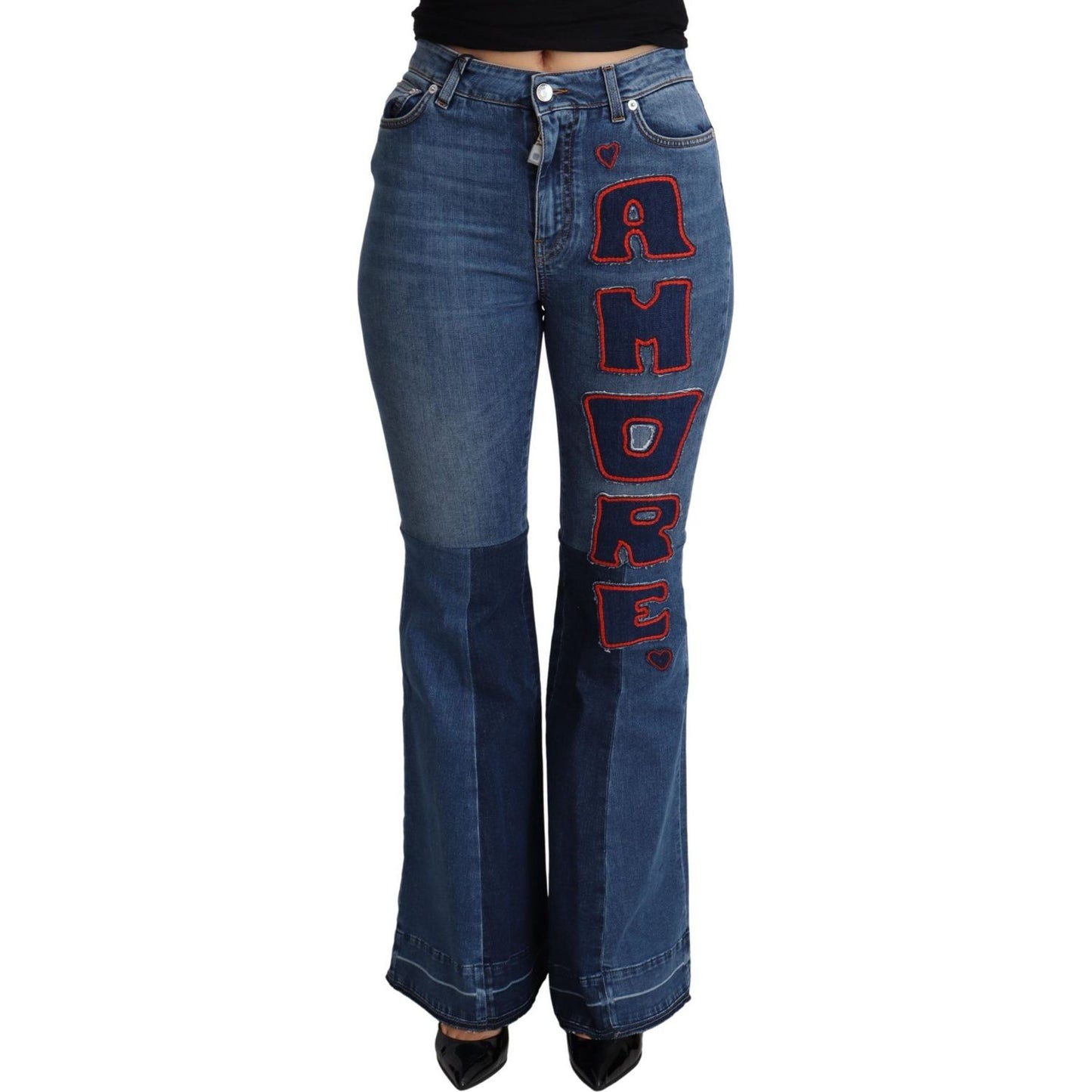 Dolce & Gabbana Elegant Boot Cut Denim Jeans with Amore Patch Dolce & Gabbana