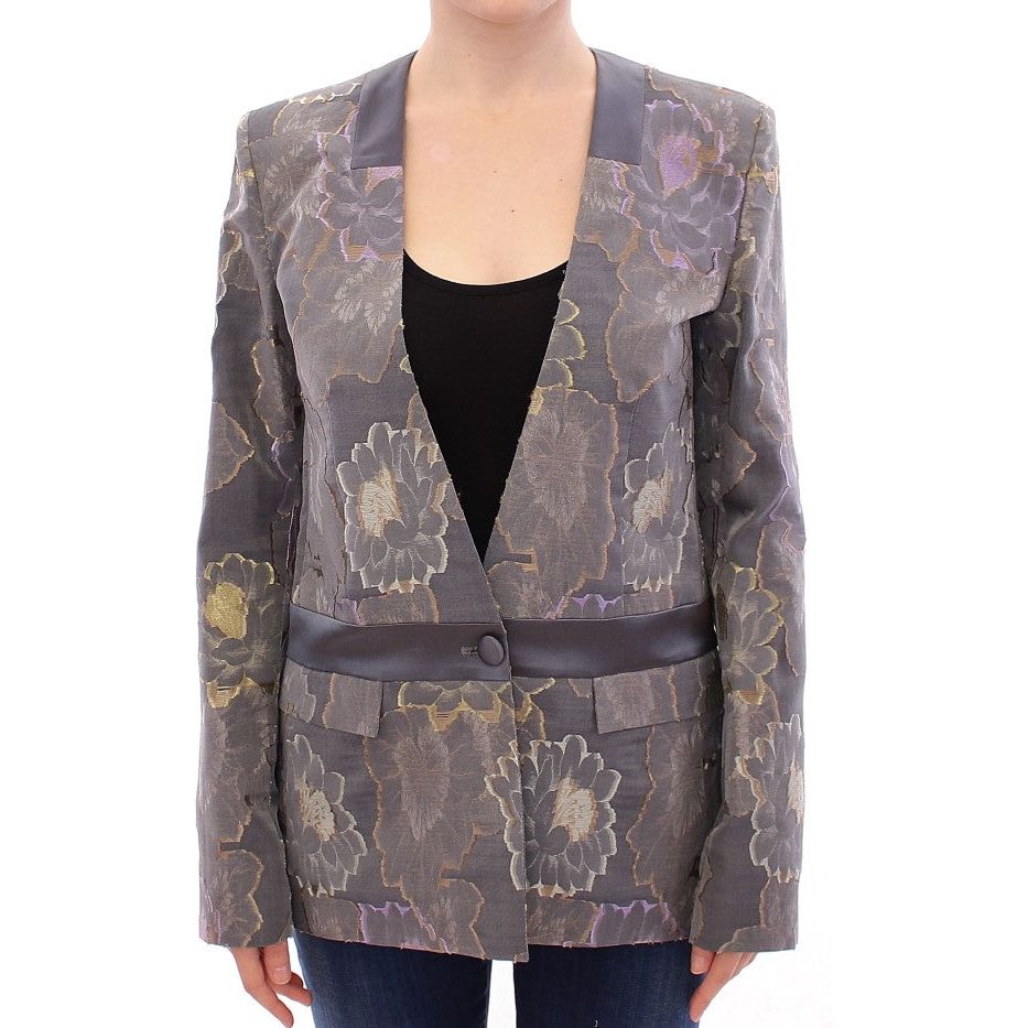 Roberto Fragata Chic Silk Floral One-Button Blazer Blazer Jacket Roberto Fragata