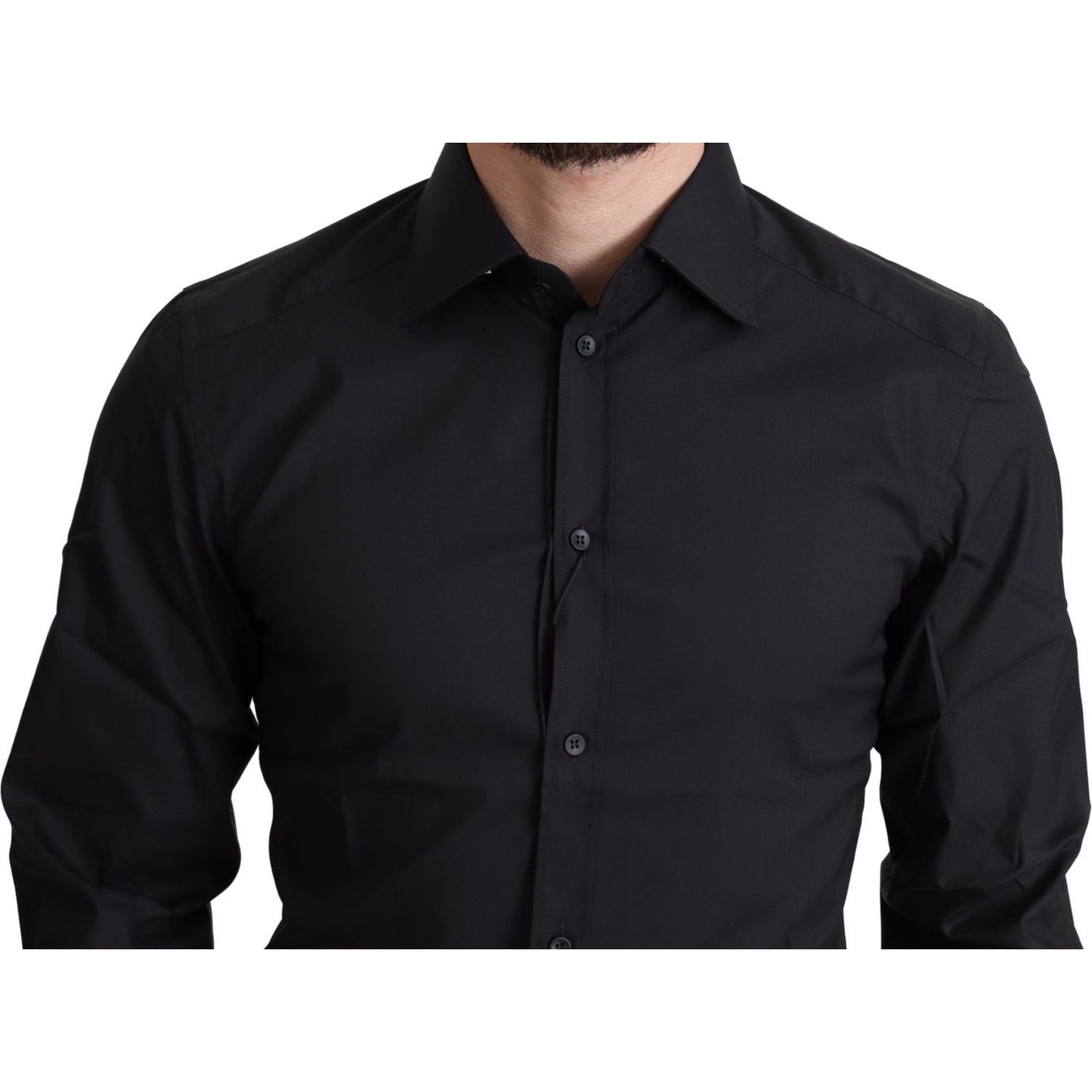 Dolce & Gabbana Elegant Black Gold Slim Fit Dress Shirt Dolce & Gabbana