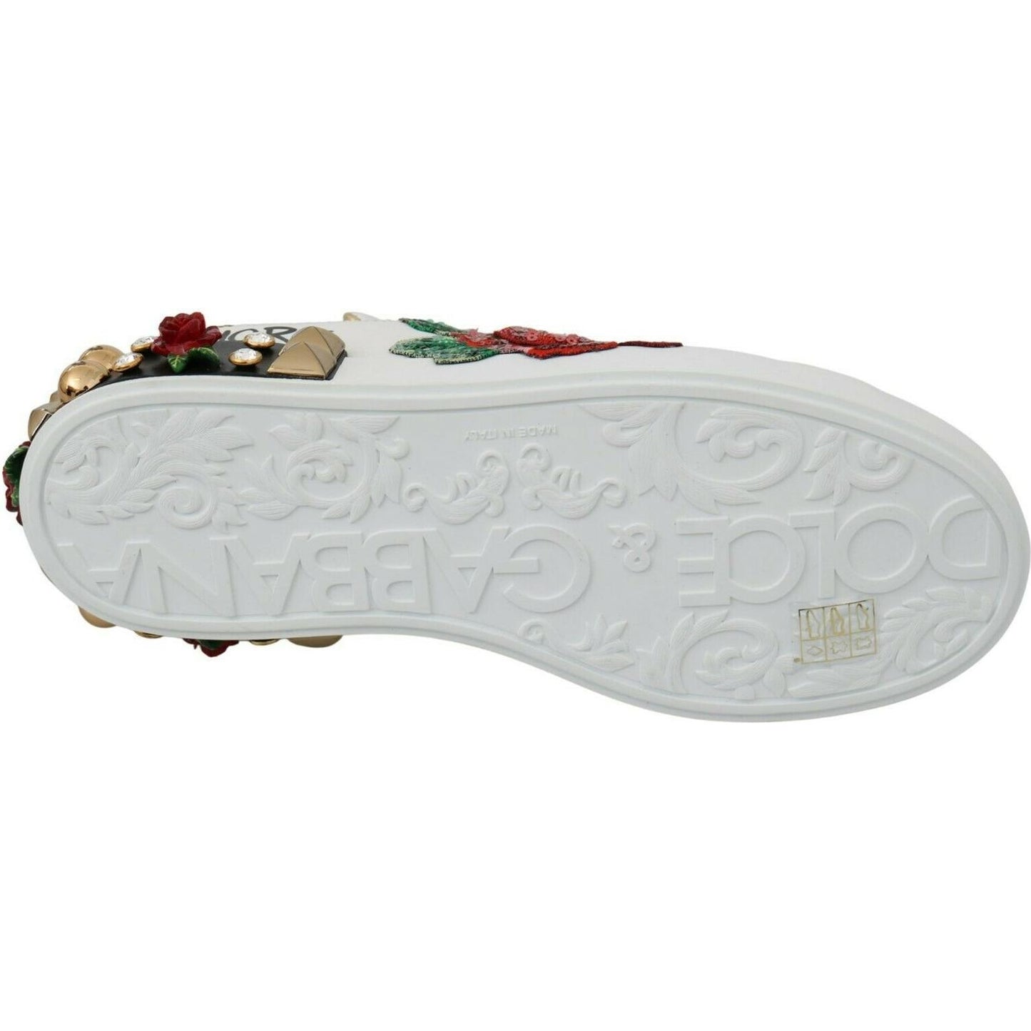 Dolce & Gabbana Elegant Sequined Floral Leather Sneakers Dolce & Gabbana