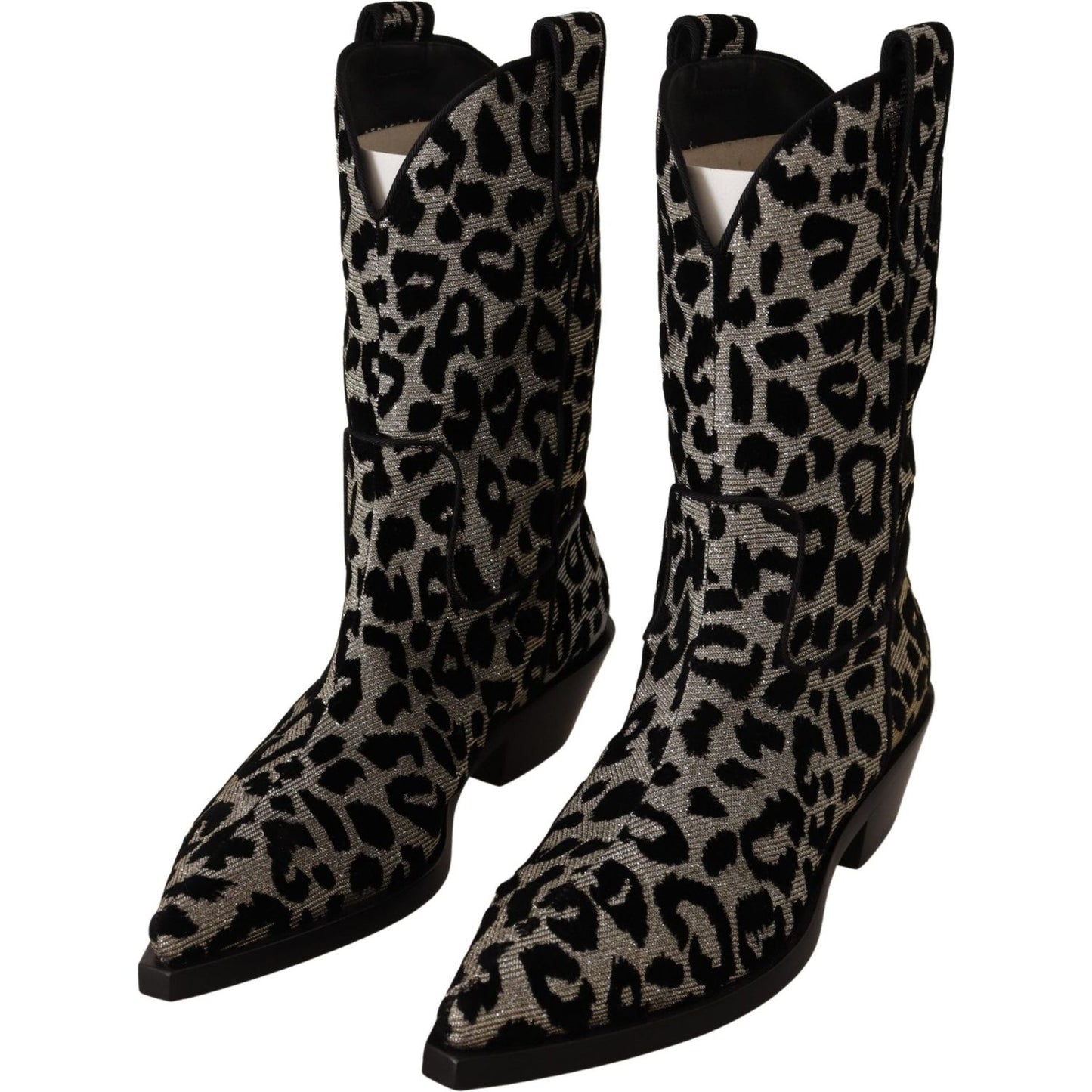 Dolce & Gabbana Elegant Leopard Print Mid Calf Boots