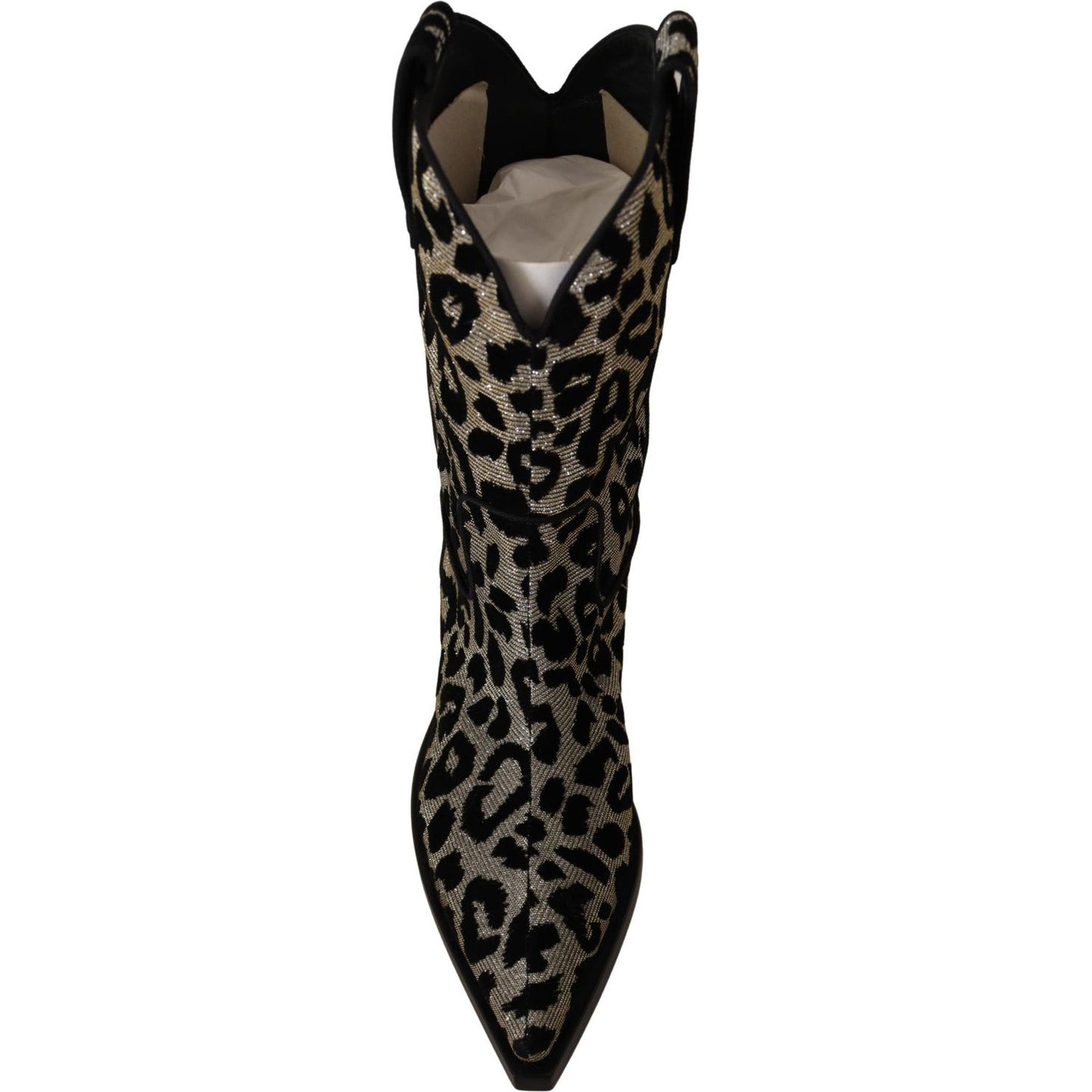 Dolce & Gabbana Elegant Leopard Print Mid Calf Boots