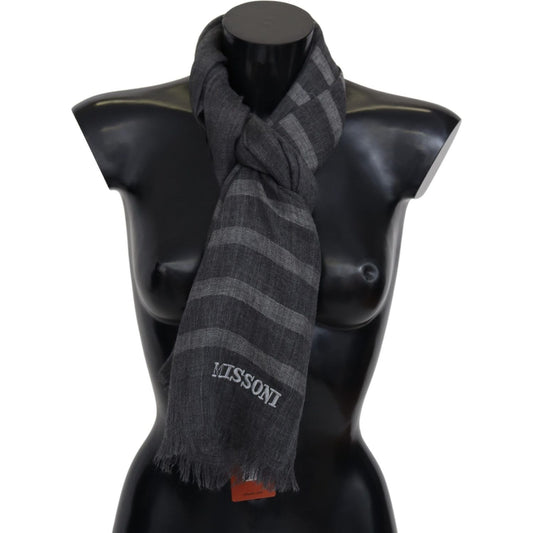 Missoni Elegant Unisex Wool Scarf with Logo Embroidery Missoni