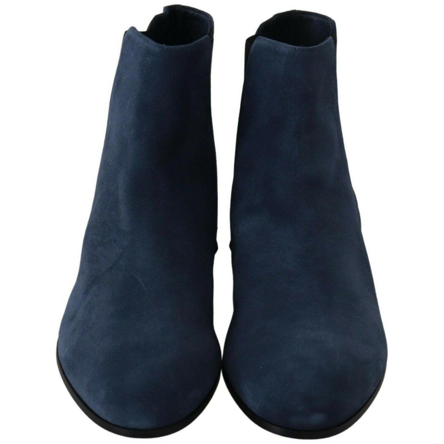 Dolce & Gabbana Chic Blue Suede Mid-Calf Boots with Stud Details