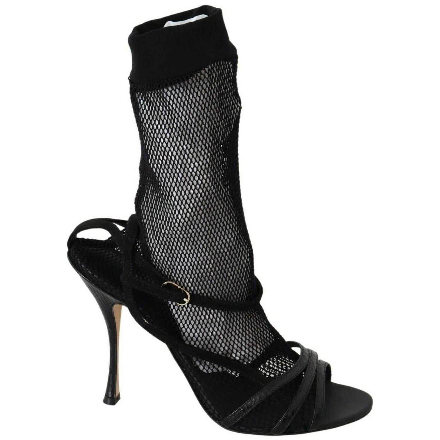 Dolce & Gabbana Chic Black Mesh Stiletto Sandals WOMAN SANDALS Dolce & Gabbana