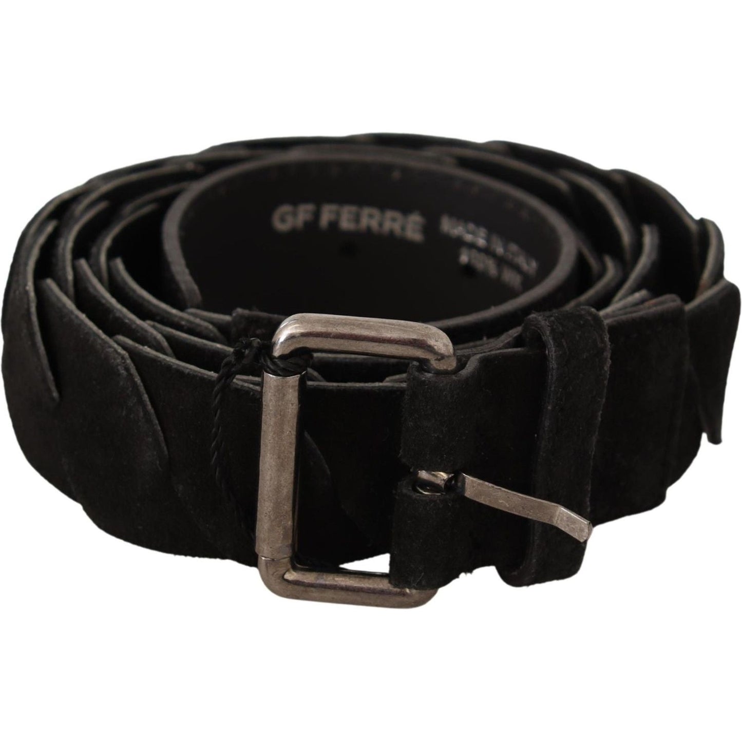 GF Ferre Elegant Black Waist Belt with Metal Buckle MAN BELTS GF Ferre