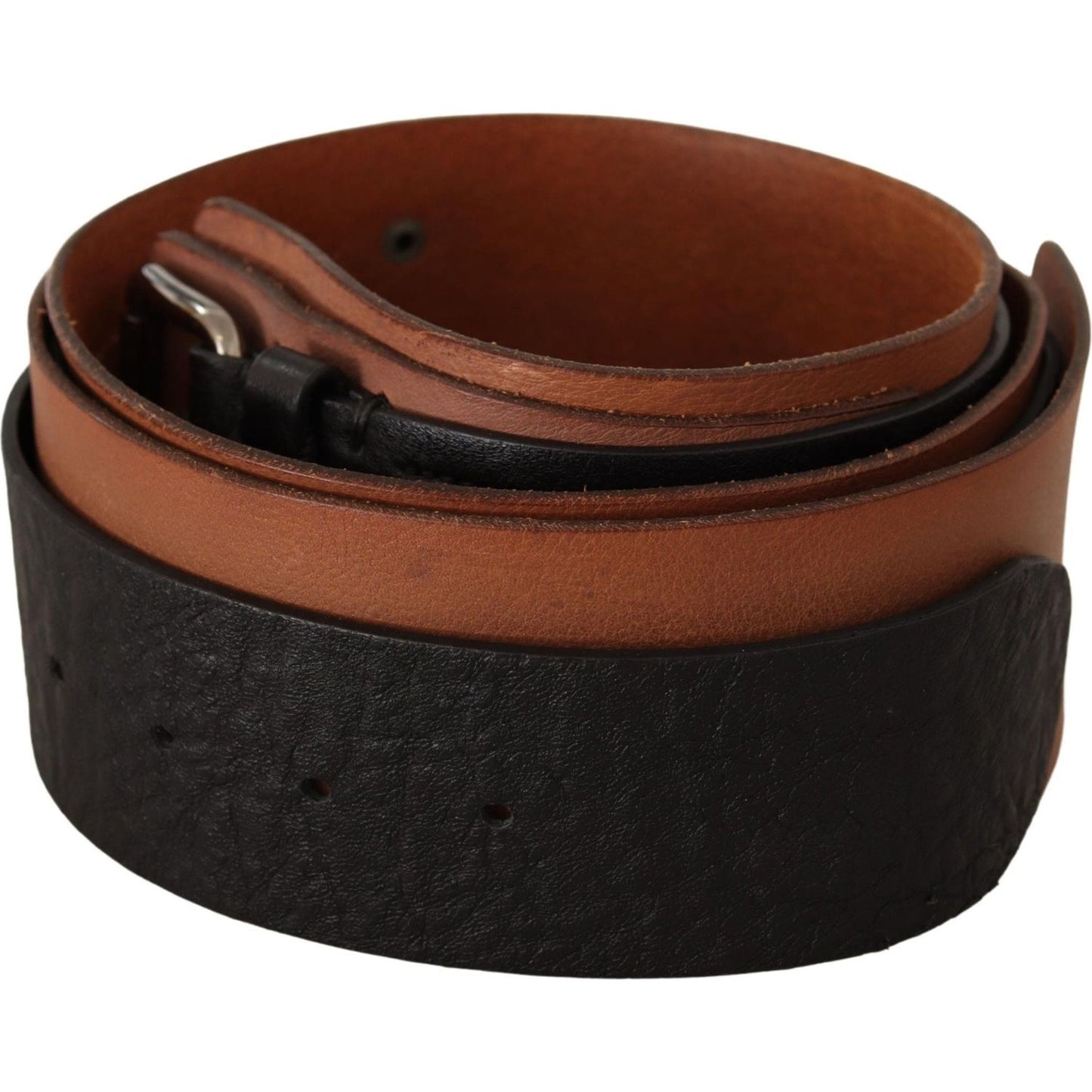 Costume National Elegant Dual-Tone Leather Fashion Belt WOMAN BELTS Costume National Black