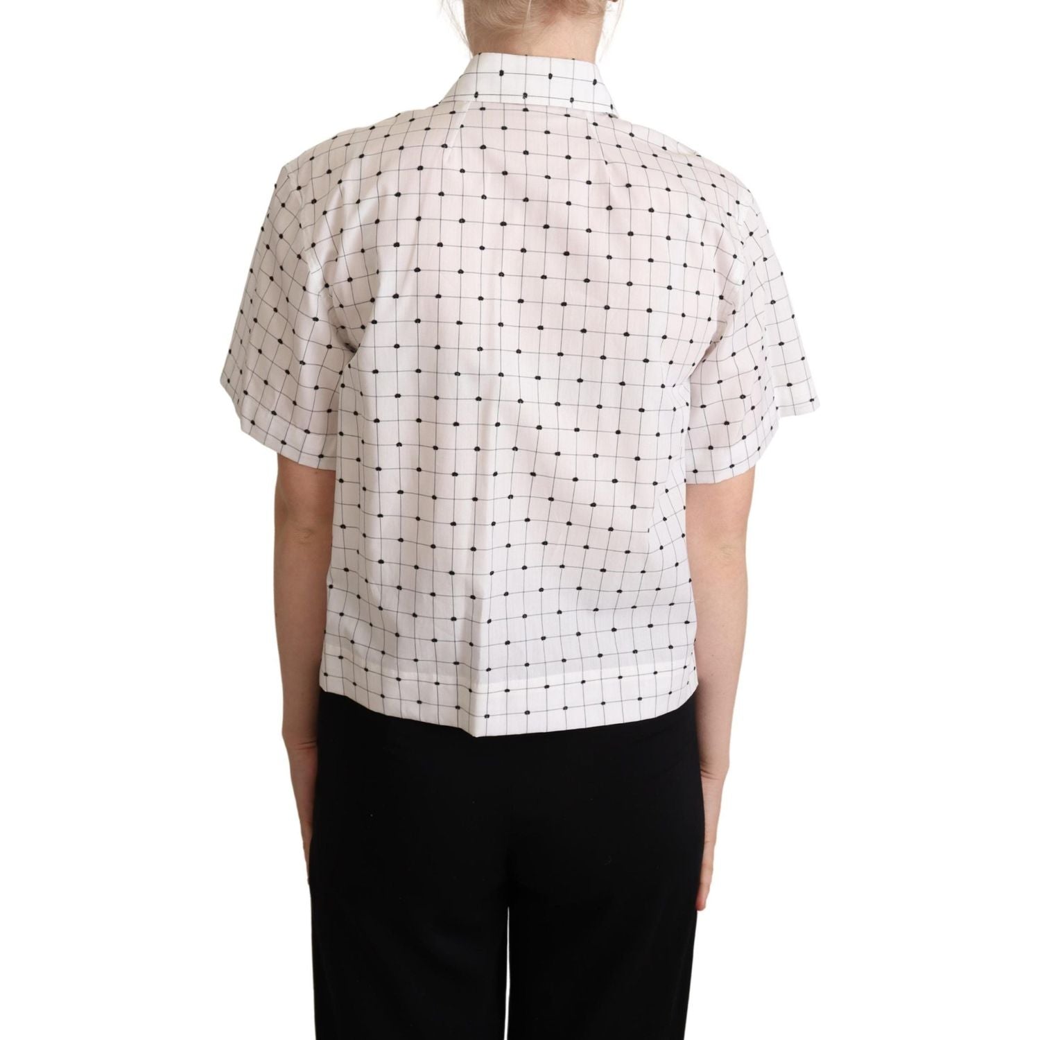 Dolce & Gabbana Chic Monochrome Polka Dot Polo Top