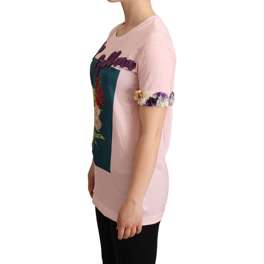 Dolce & Gabbana Elegant Floral Rose Applique T-Shirt Dolce & Gabbana