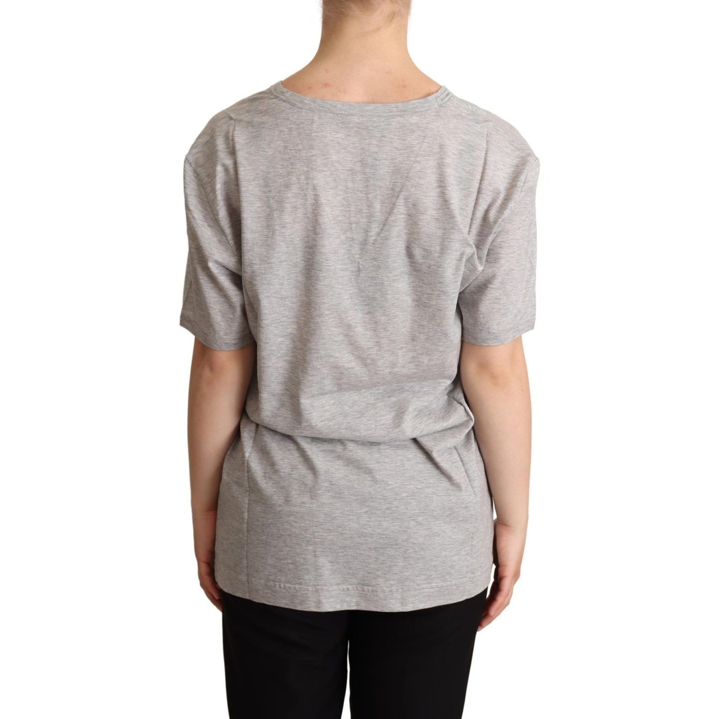 Dolce & Gabbana Elegant Gray V-Neck Cotton Tee Dolce & Gabbana