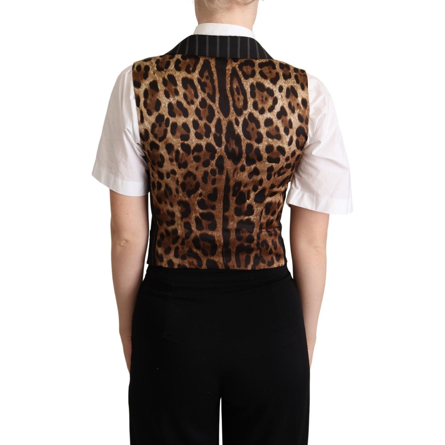 Dolce & Gabbana Elegant Leopard Print Waistcoat – Sleeveless Vest Dolce & Gabbana