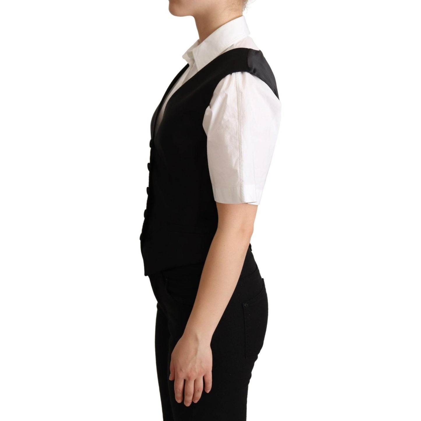 Dolce & Gabbana Elegant Silk Blend Black Waistcoat Dolce & Gabbana