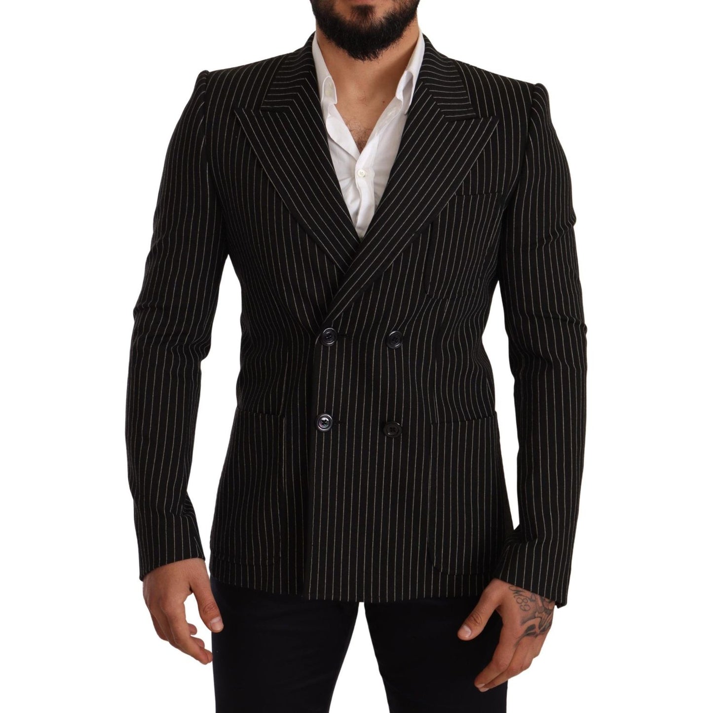 Dolce & Gabbana Elegant Striped Wool Blazer with Silk Lining Dolce & Gabbana