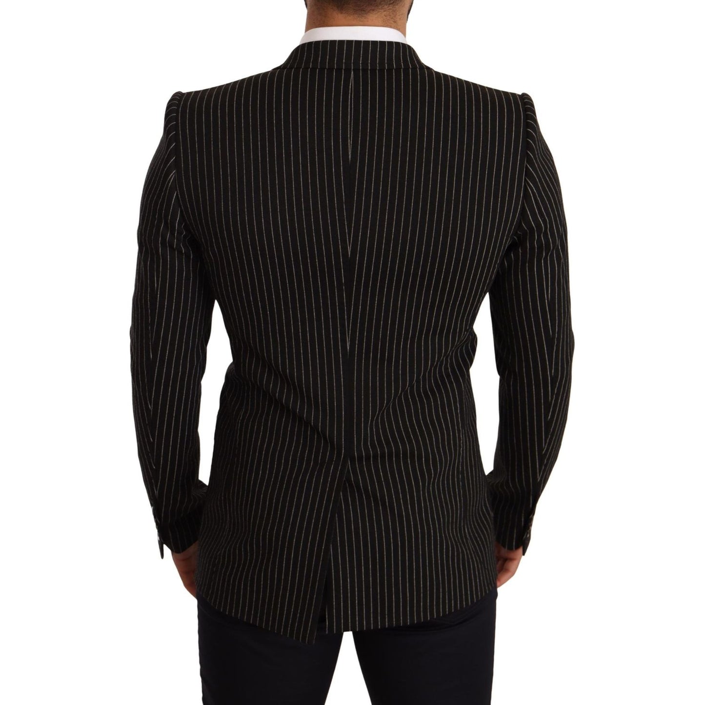 Dolce & Gabbana Elegant Striped Wool Blazer with Silk Lining Dolce & Gabbana