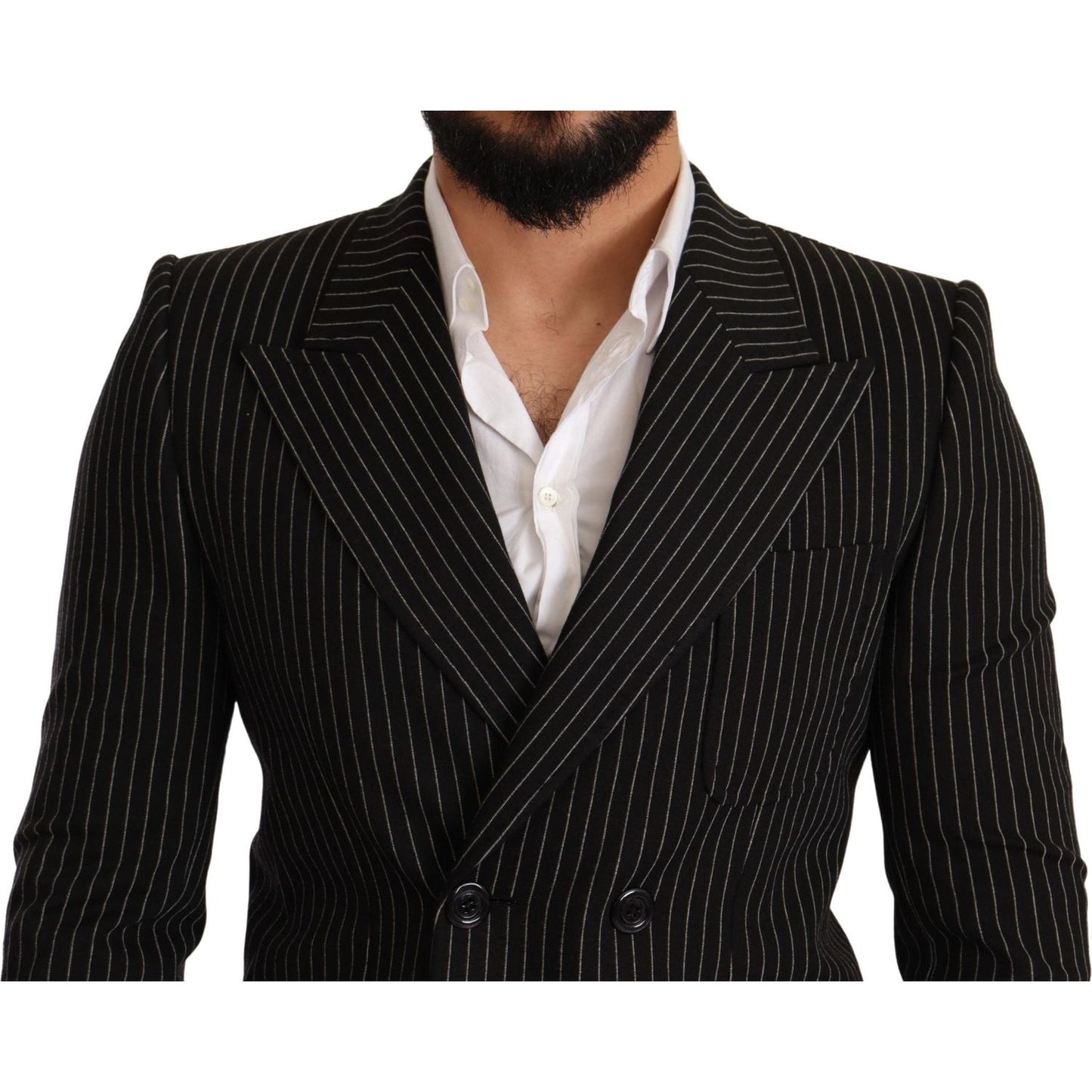 Dolce & Gabbana Elegant Striped Wool Blazer with Silk Lining Dolce & Gabbana