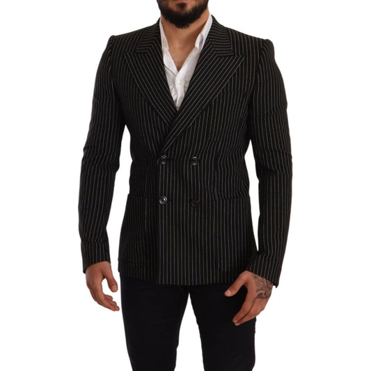 Dolce & Gabbana Elegant Striped Wool Blazer with Silk Lining Dolce & Gabbana