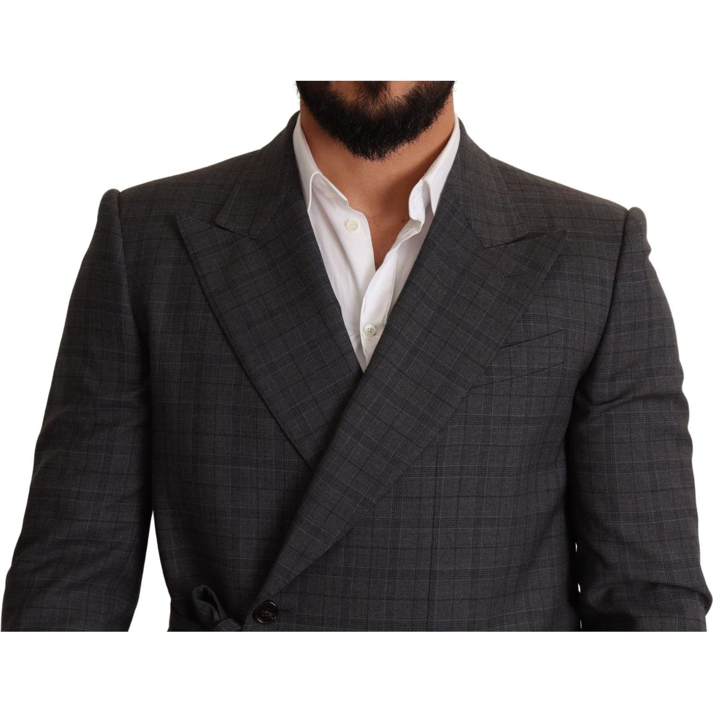 Dolce & Gabbana Chic Gray Check Martini Slim Fit Double-Breasted Blazer Dolce & Gabbana