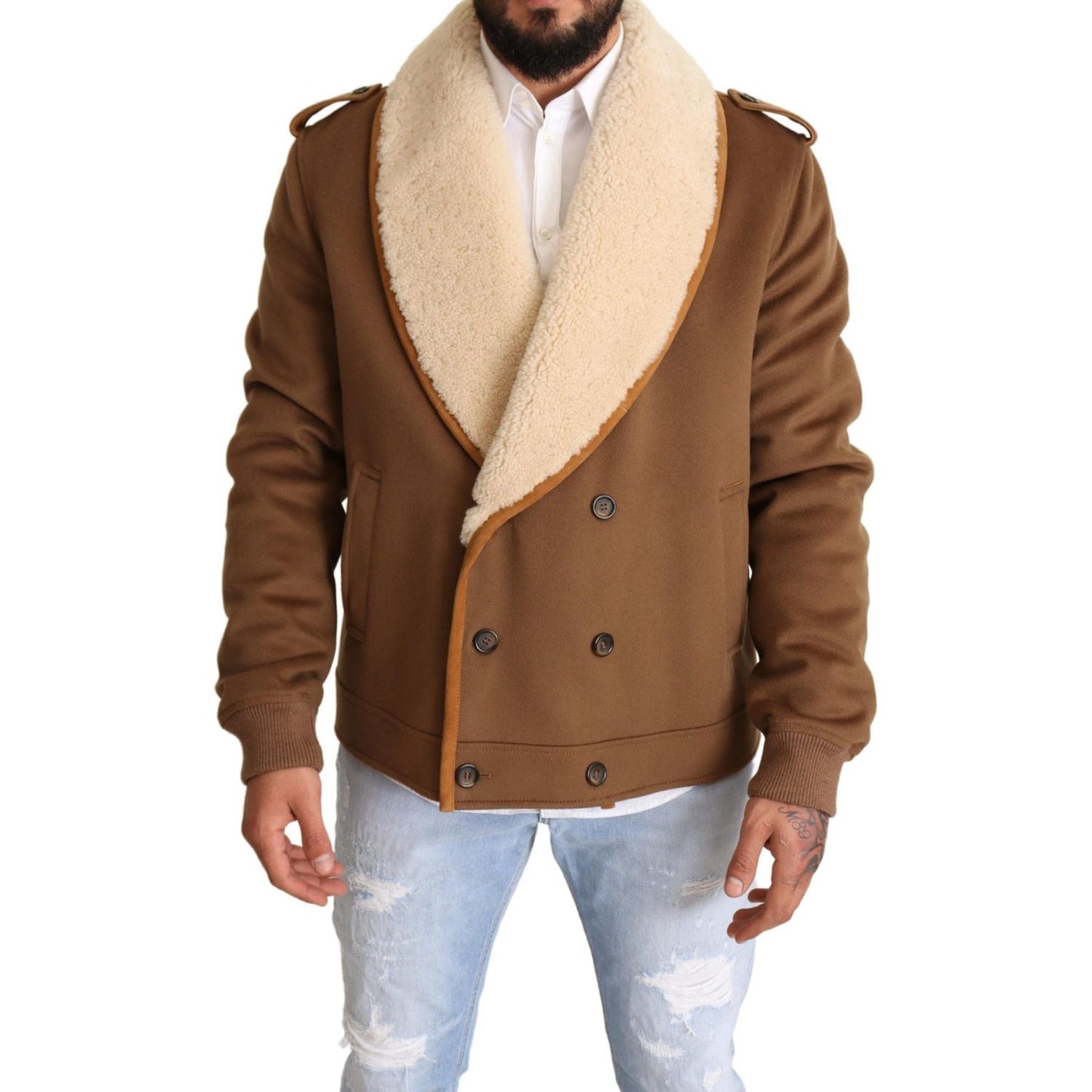 Dolce & Gabbana Elegant Double Breasted Shearling Jacket Dolce & Gabbana