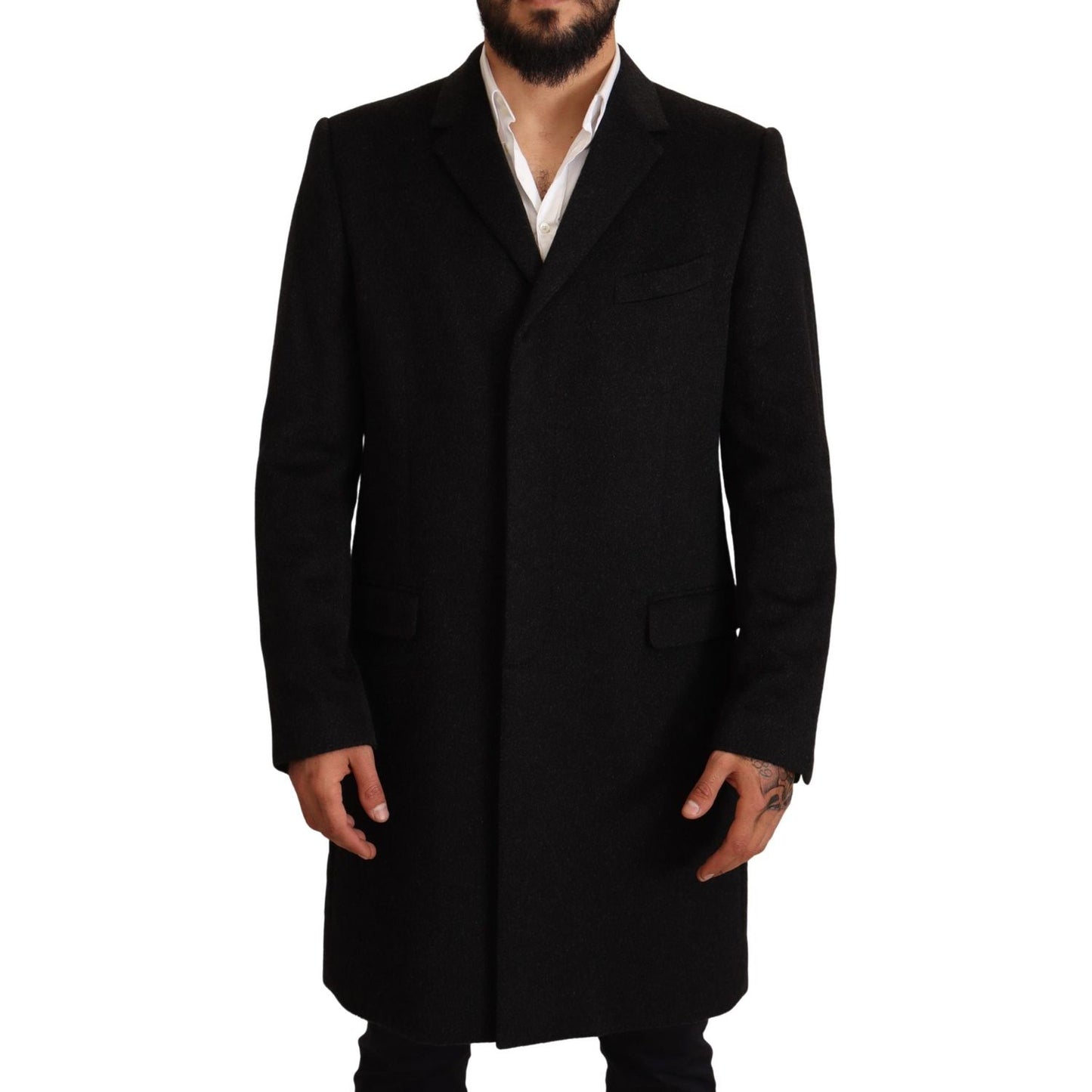 Dolce & Gabbana Elegant Gray Long Overcoat in Pure Cashmere MAN COATS & JACKETS Dolce & Gabbana