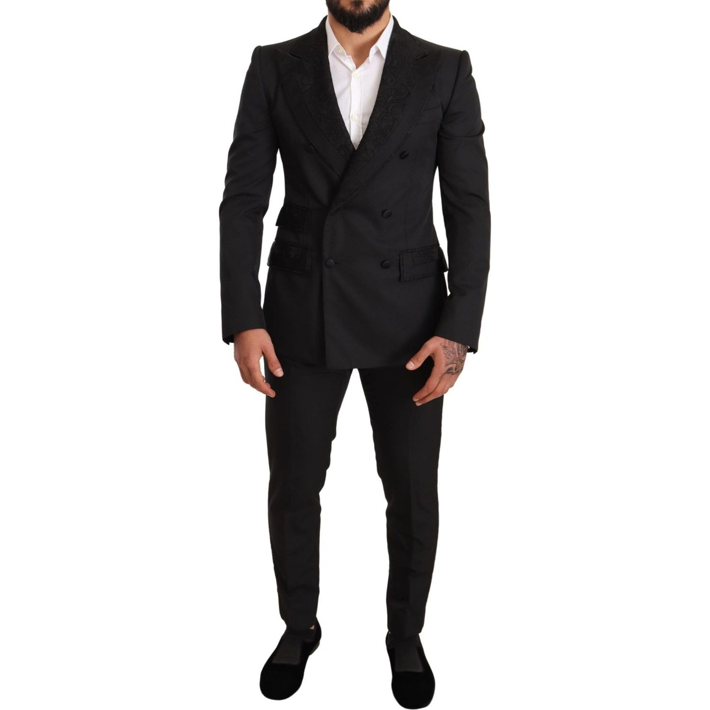 Dolce & Gabbana Elegant Black Floral Brocade Suit Suit Dolce & Gabbana