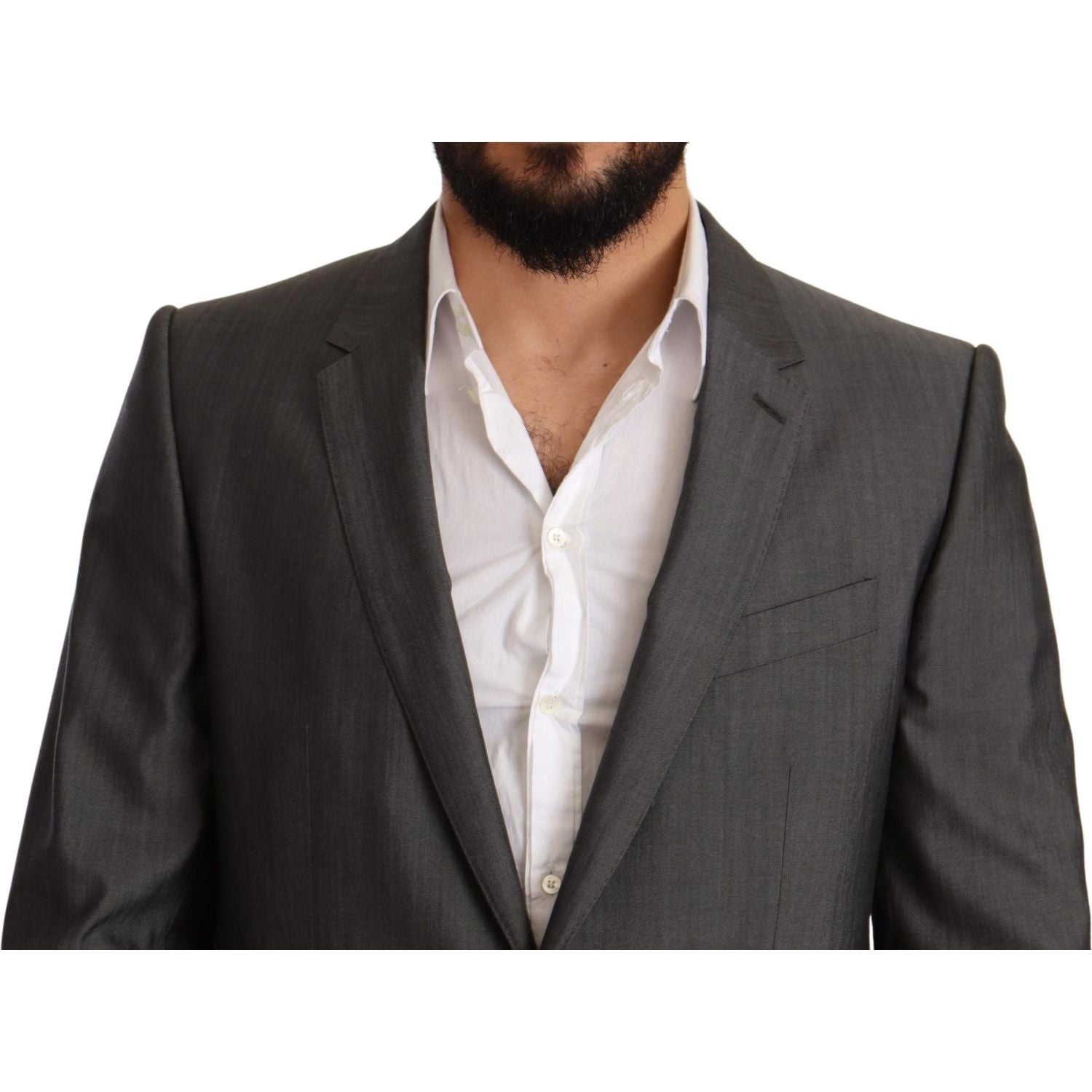 Dolce & Gabbana Gray Metallic MARTINI Slim Fit Set Suit