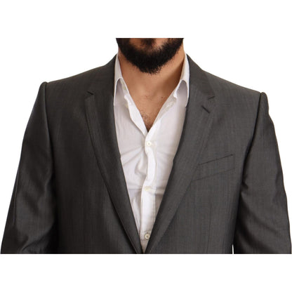 Dolce & Gabbana Gray Metallic MARTINI Slim Fit Set Suit