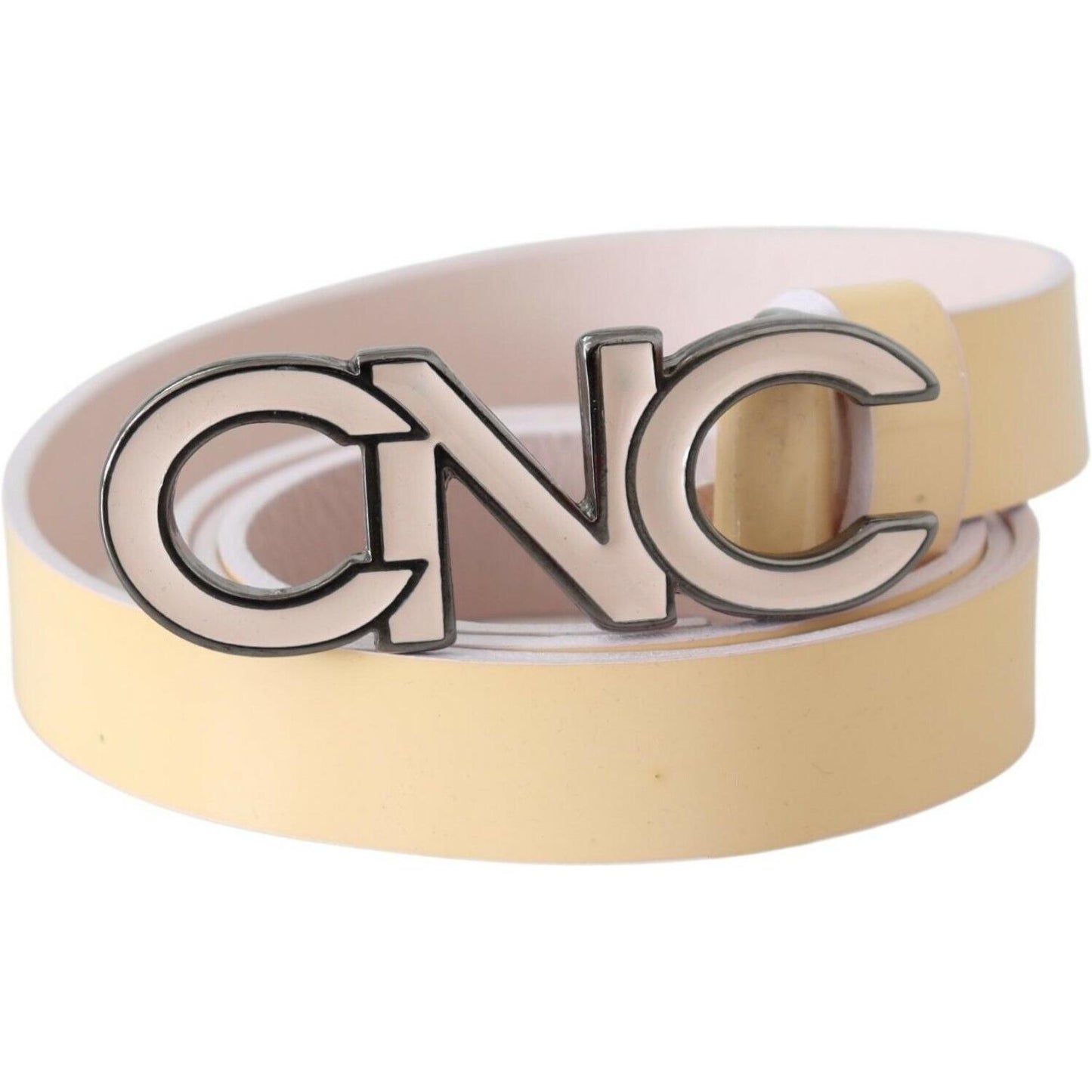 Chic Beige Logo Leather Belt