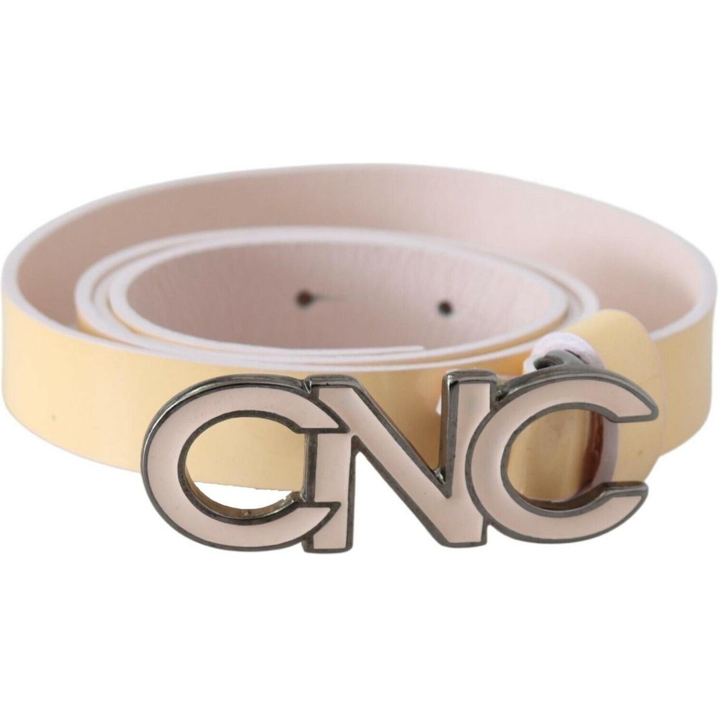 Chic Beige Logo Leather Belt