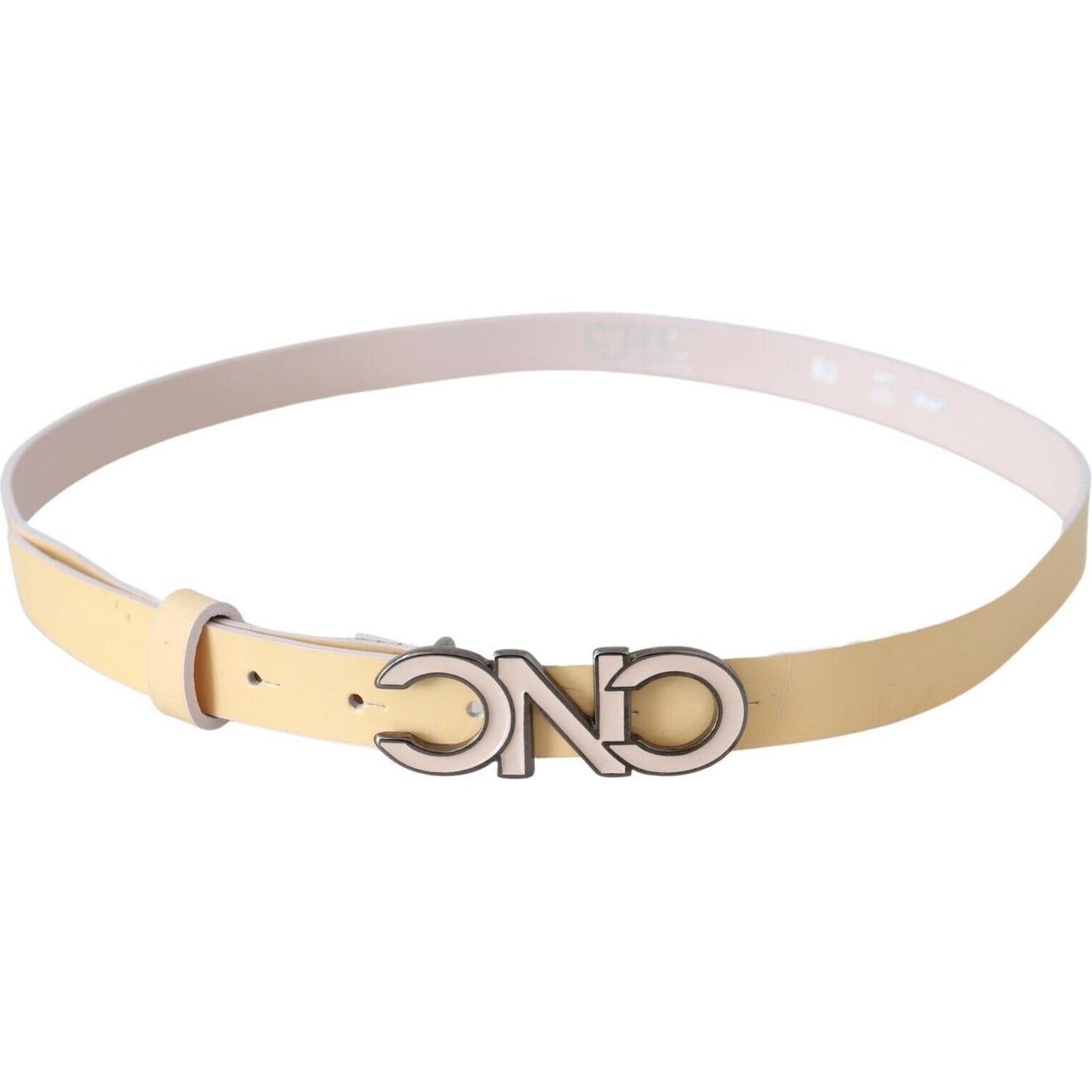 Chic Beige Logo Leather Belt