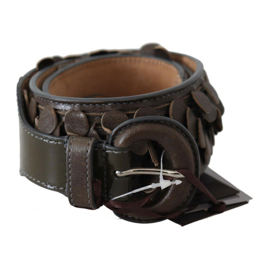 Ermanno Scervino Dark Brown Leather Round Buckle Waist Belt