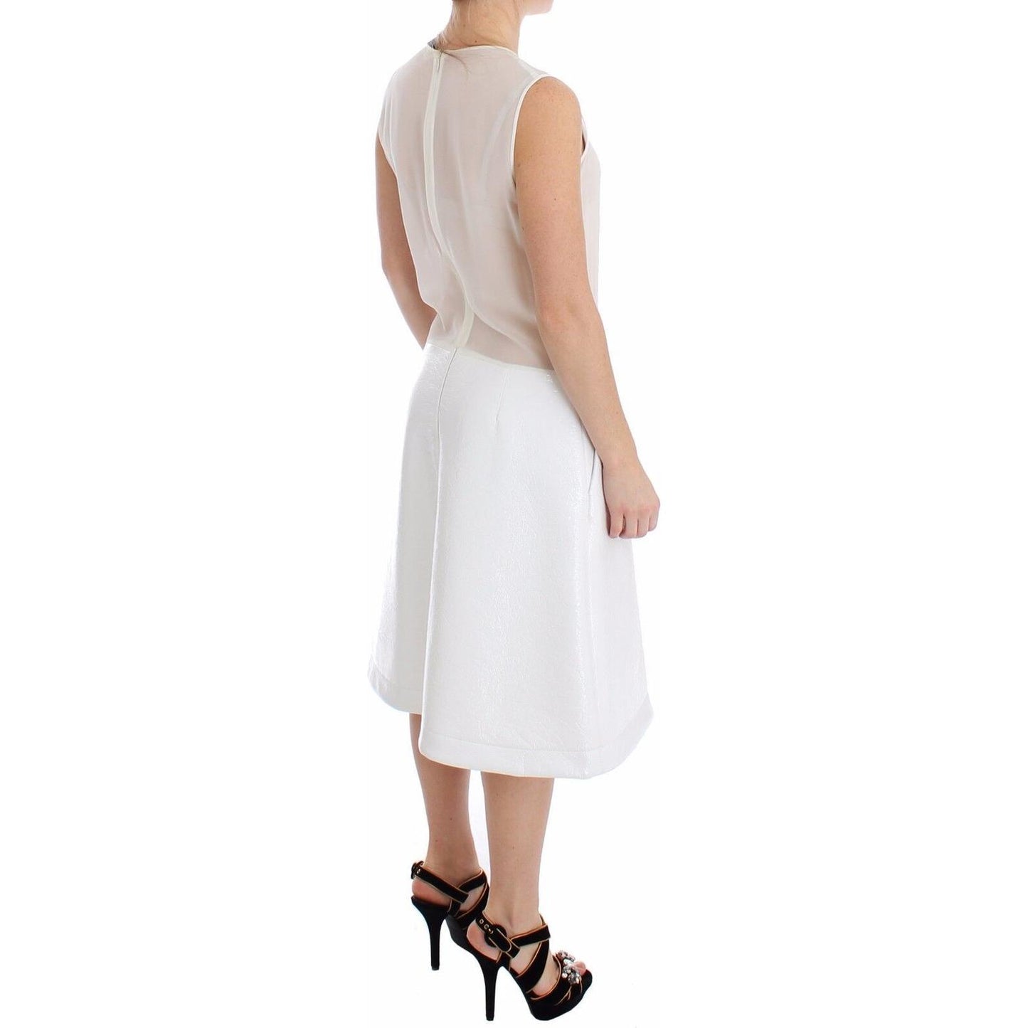 Koonhor Elegant White Silk-Wool Blend Tank Dress WOMAN DRESSES Koonhor