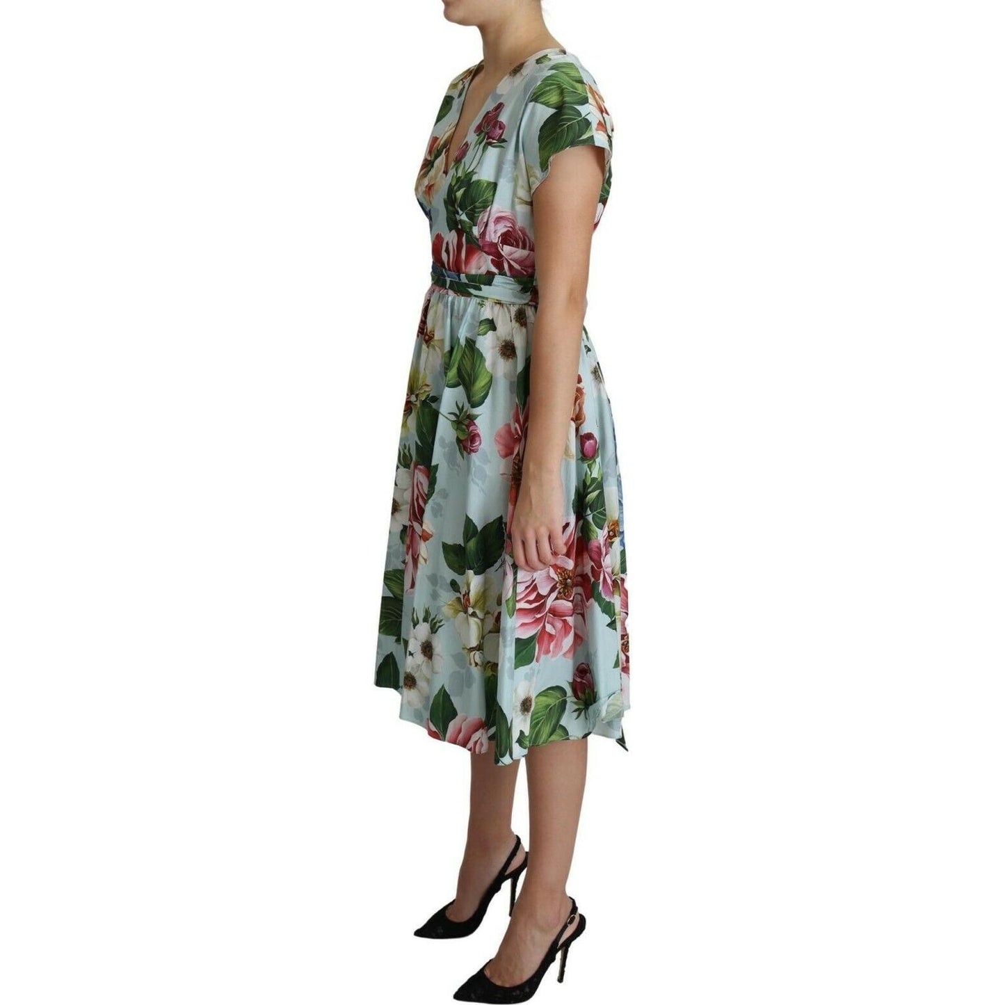 Floral Elegance V-Neck Cotton Dress