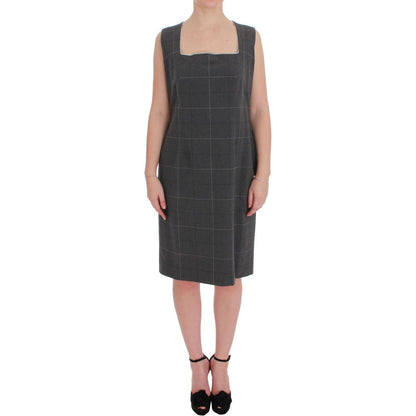 BENCIVENGA Gray Checkered Cotton Blazer Dress Set Suit