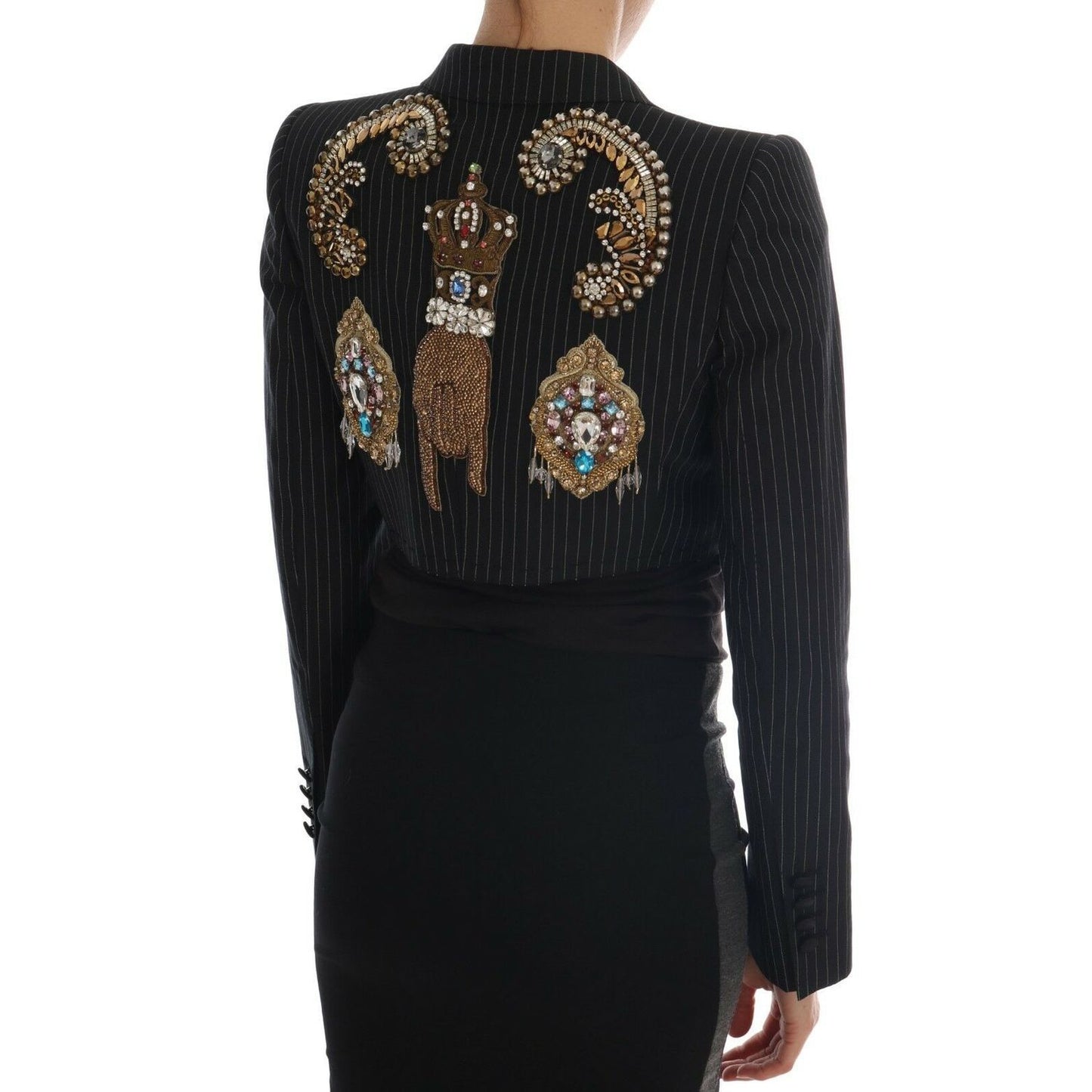 Dolce & Gabbana Black Crystal Fairy Tale Blazer Jacket Dolce & Gabbana