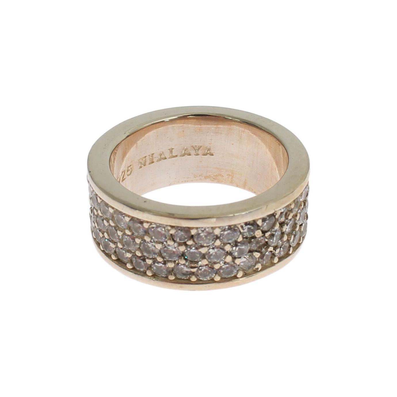 Nialaya Glamorous Silver CZ Crystal Embellished Ring Ring Nialaya Dark Gray