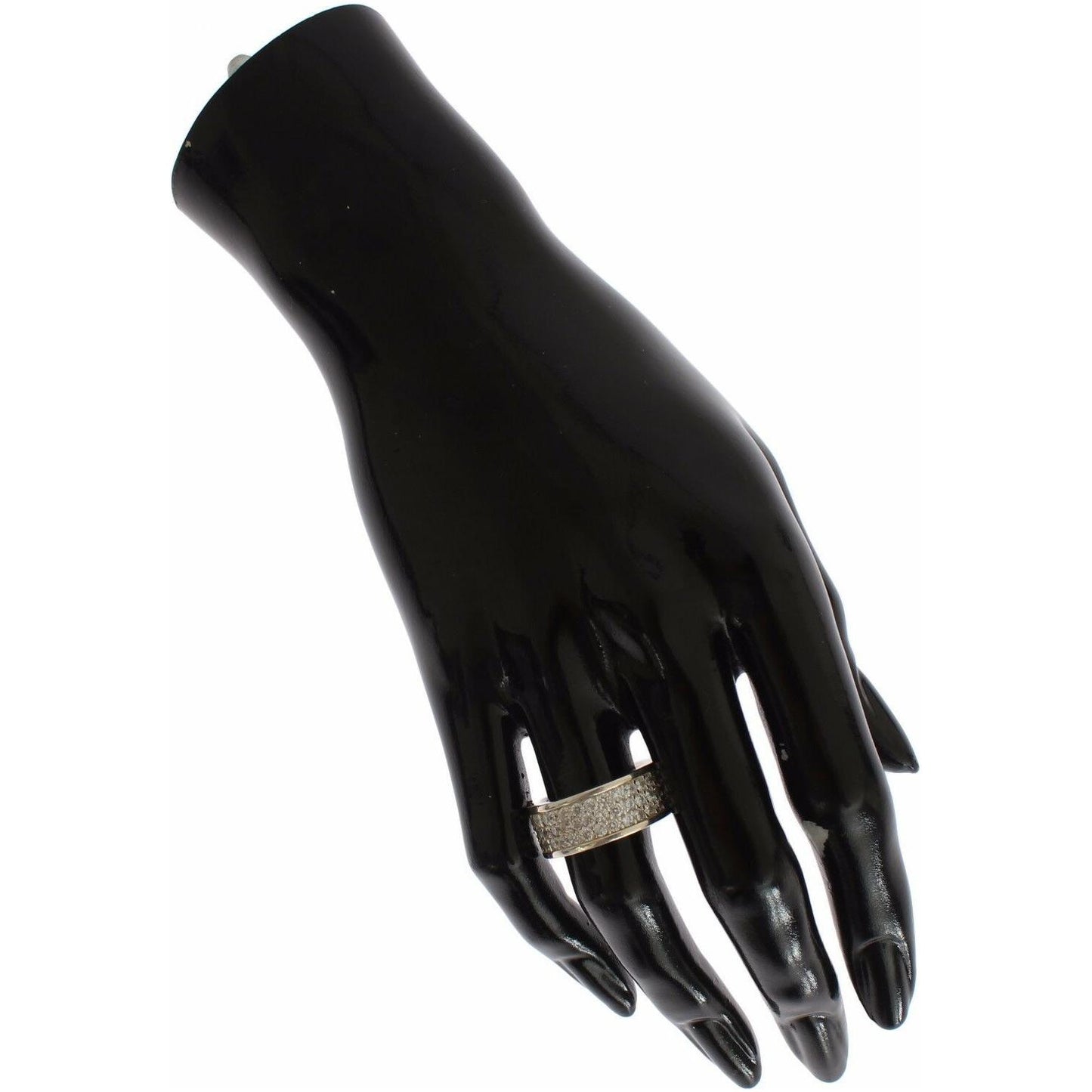 Nialaya Glamorous Silver CZ Crystal Embellished Ring Ring Nialaya Black