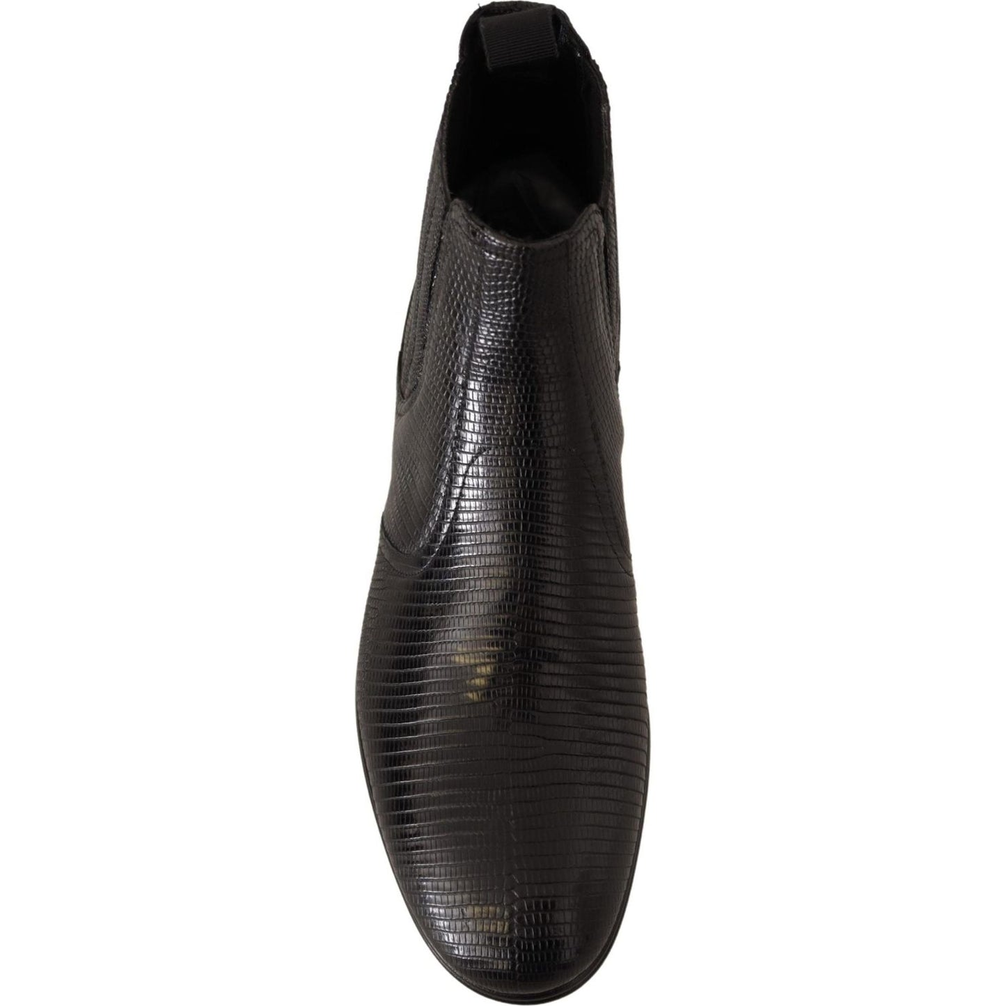 Dolce & Gabbana Black Leather Lizard Skin Ankle Boots