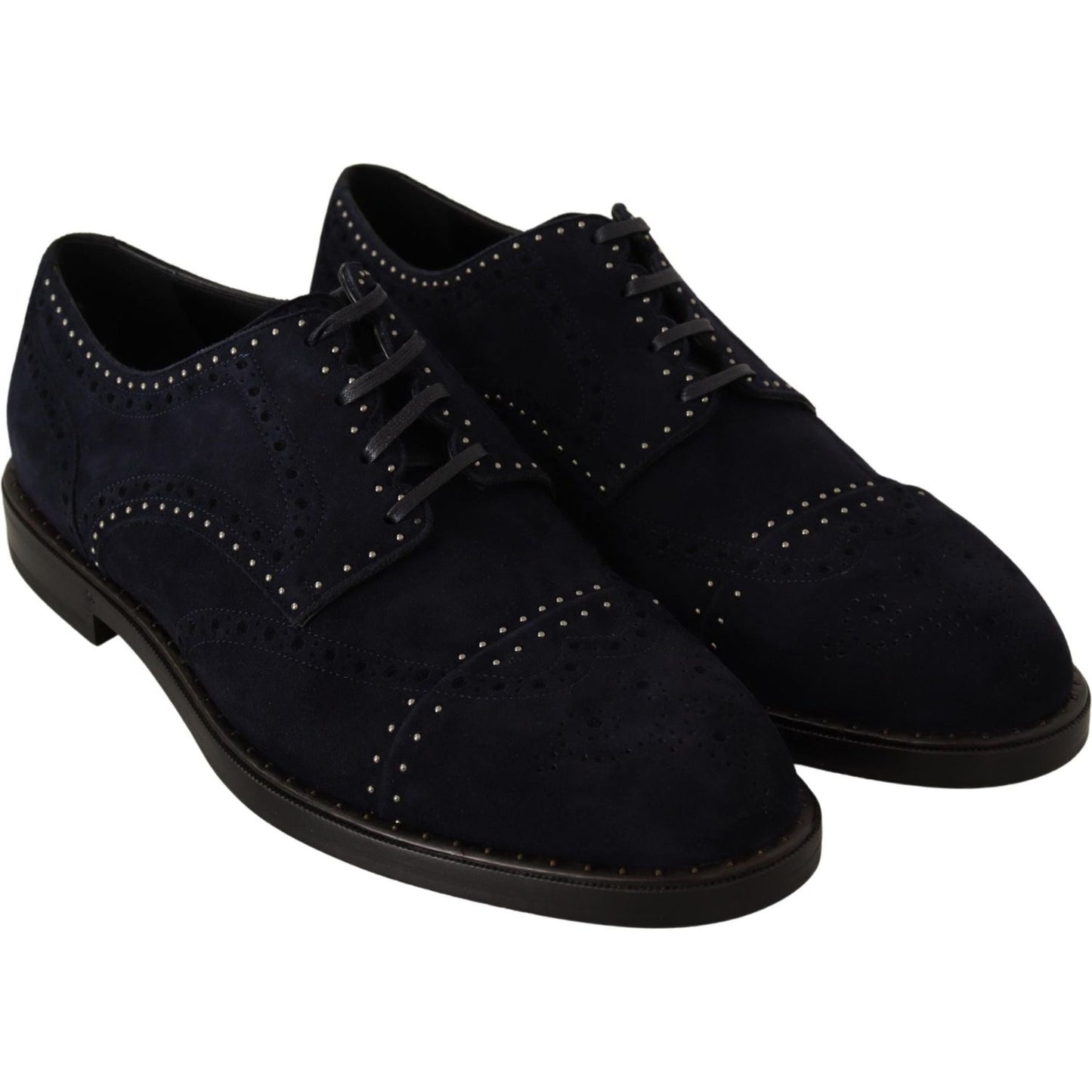 Dolce & Gabbana Elegant Suede Derby Shoes with Silver Studs Dress Shoes Dolce & Gabbana