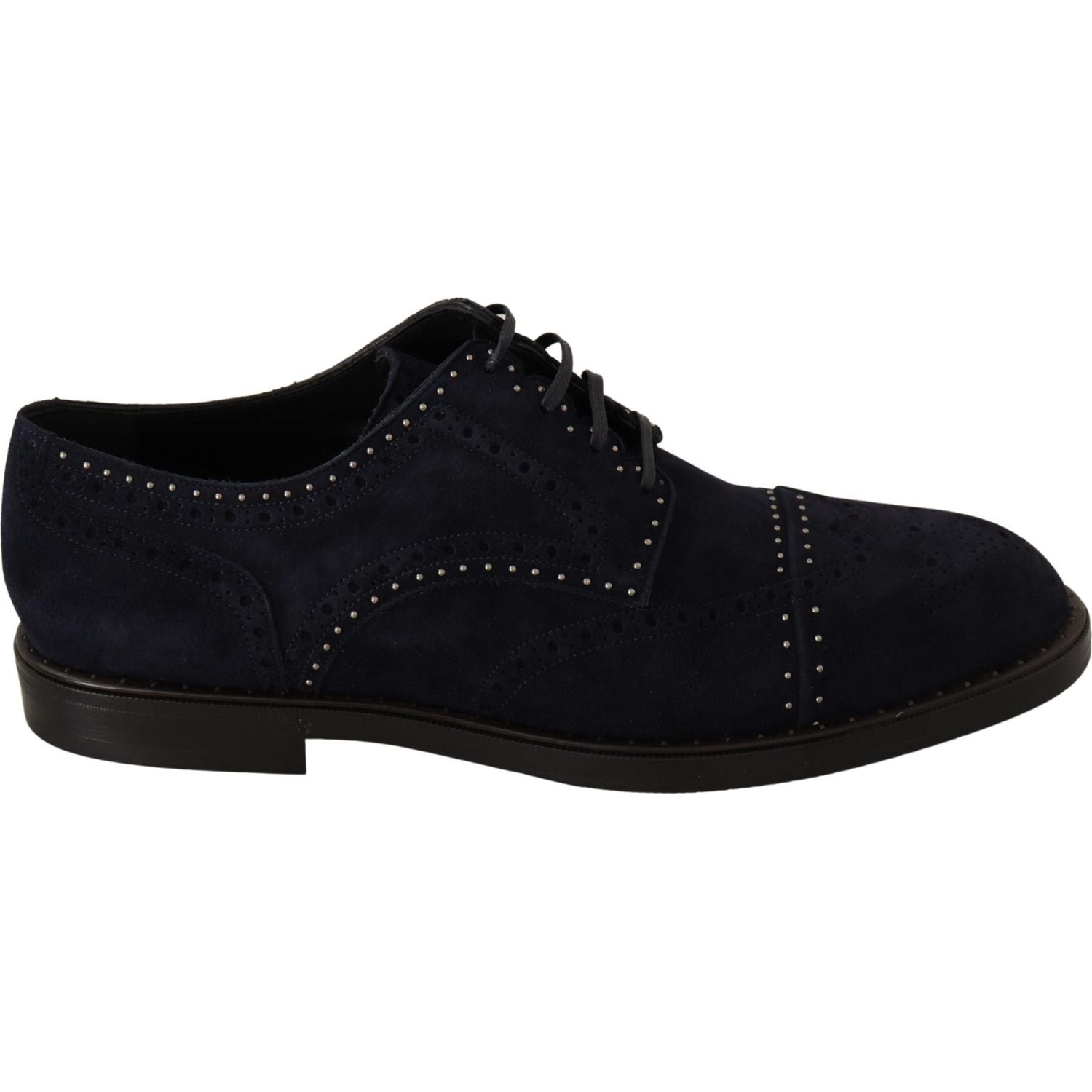 Dolce & Gabbana Blue Suede Leather Derby Studded Shoes