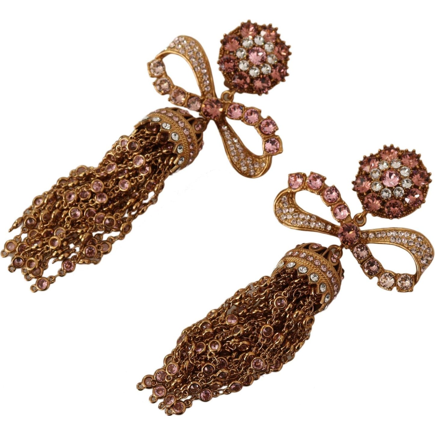 Dolce & Gabbana Elegant Antique Gold Bow Earrings Earrings Dolce & Gabbana Saddle Brown