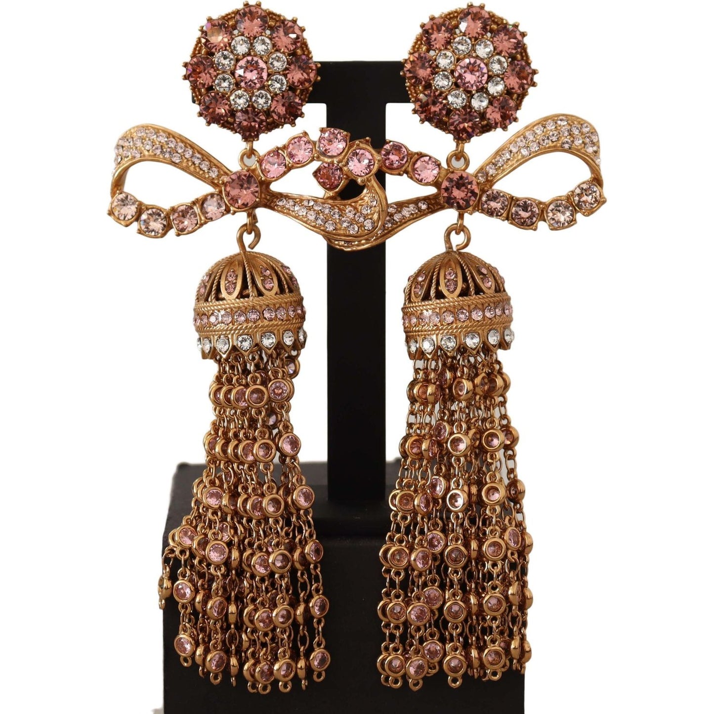 Dolce & Gabbana Elegant Antique Gold Bow Earrings Earrings Dolce & Gabbana Dark Slate Gray