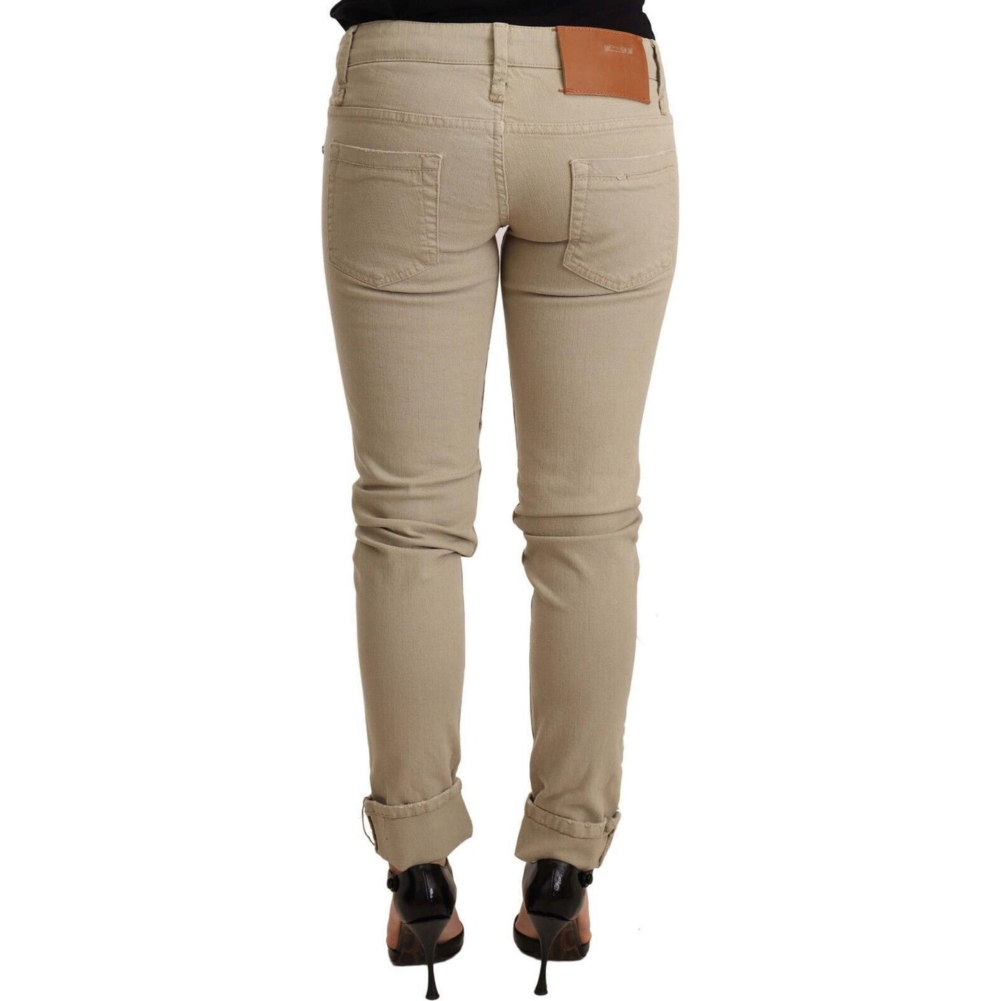 Acht Beige Cotton Slim Fit Chic Jeans Jeans & Pants Acht