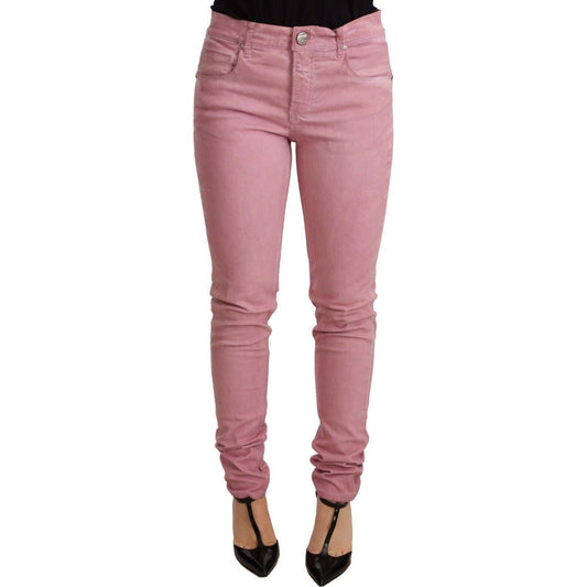 Acht Pink Cotton Slim Fit Women Denim Skinny Pants