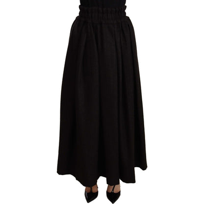Dolce & Gabbana Black Wool High Waist Maxi PIECE Skirt